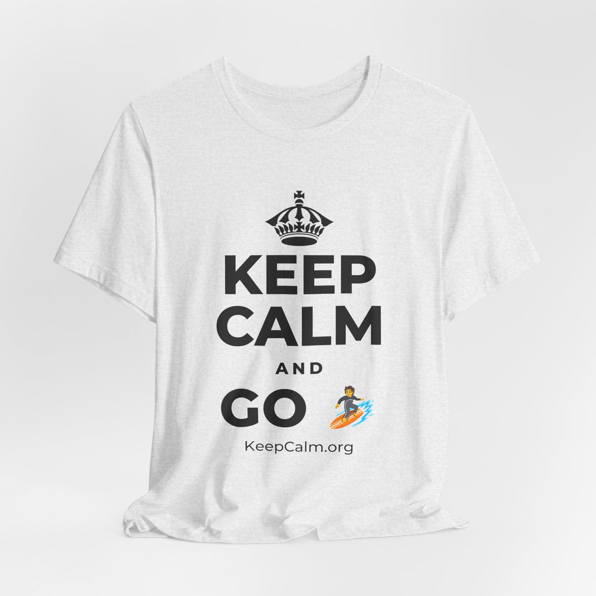 KEEP CALM AND GO 🏄 T-Shirt (Soft Cream–Heather Mauve)