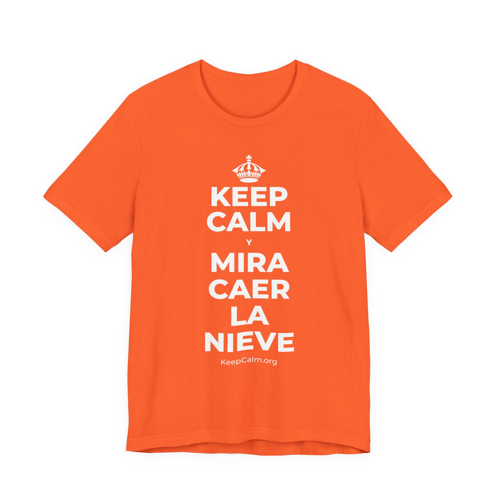 KEEP CALM Y MIRA CAER LA NIEVE T-Shirt (Baby Blue–Silver)