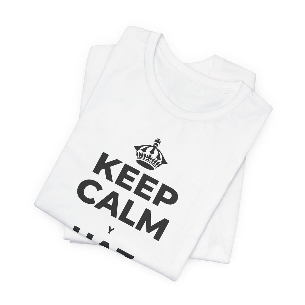 KEEP CALM Y HAZ COSAS DIFÍCILES T-Shirt (White–Asphalt)