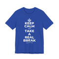 KEEP CALM AND TAKE A REAL BREAK T-Shirt (Soft Cream–Heather Mauve)