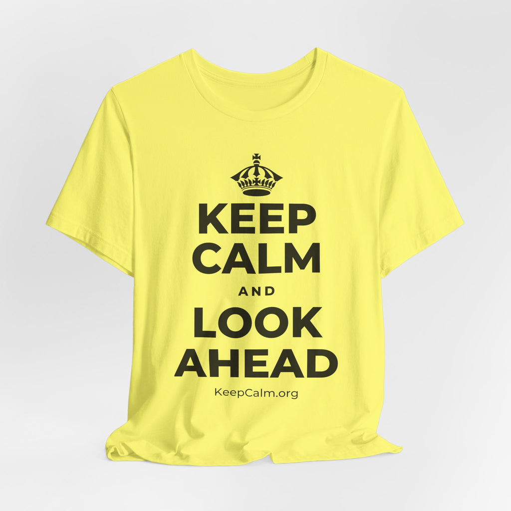 KEEP CALM AND LOOK AHEAD T-Shirt (Soft Cream–Heather Mauve)