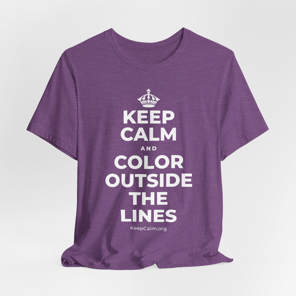 KEEP CALM AND COLOR OUTSIDE THE LINES T-Shirt (Baby Blue–Silver)