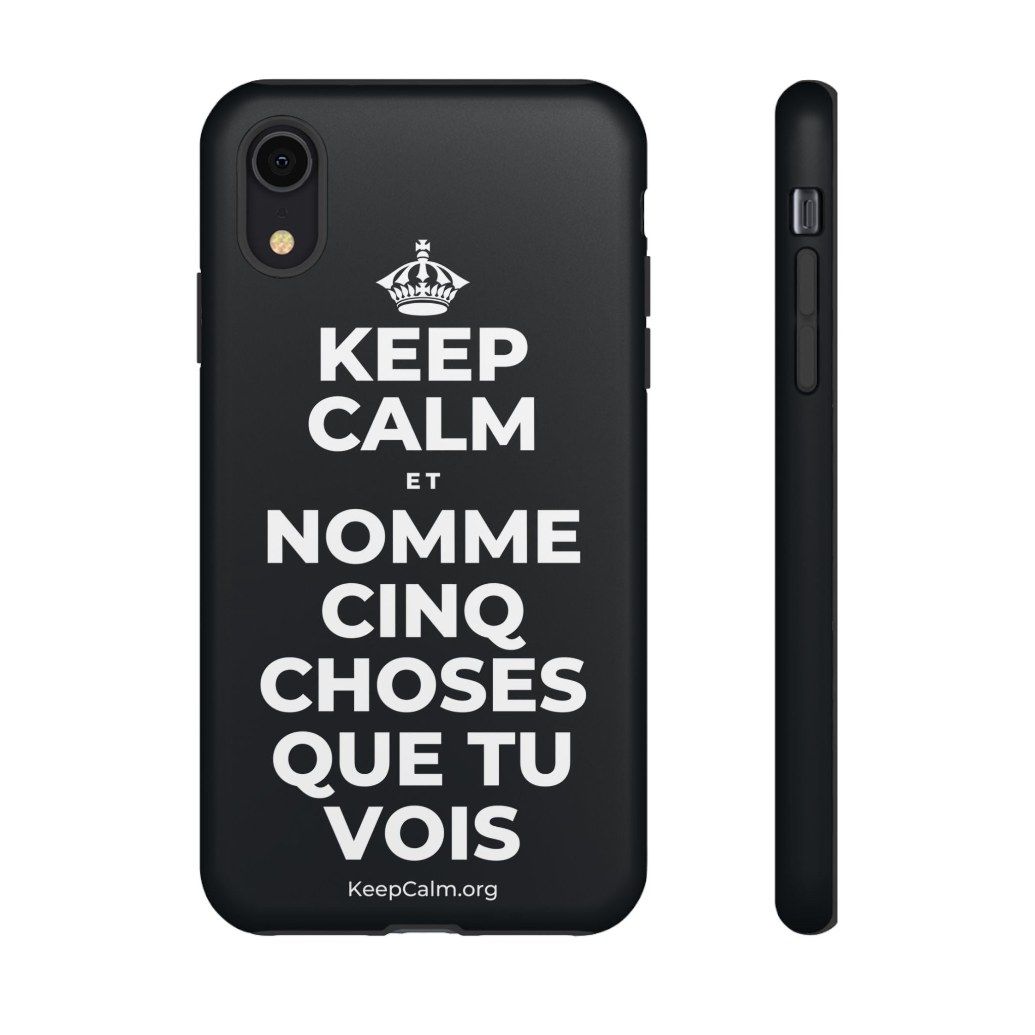 KEEP CALM ET NOMME CINQ CHOSES QUE TU VOIS Phone Case (Dark)