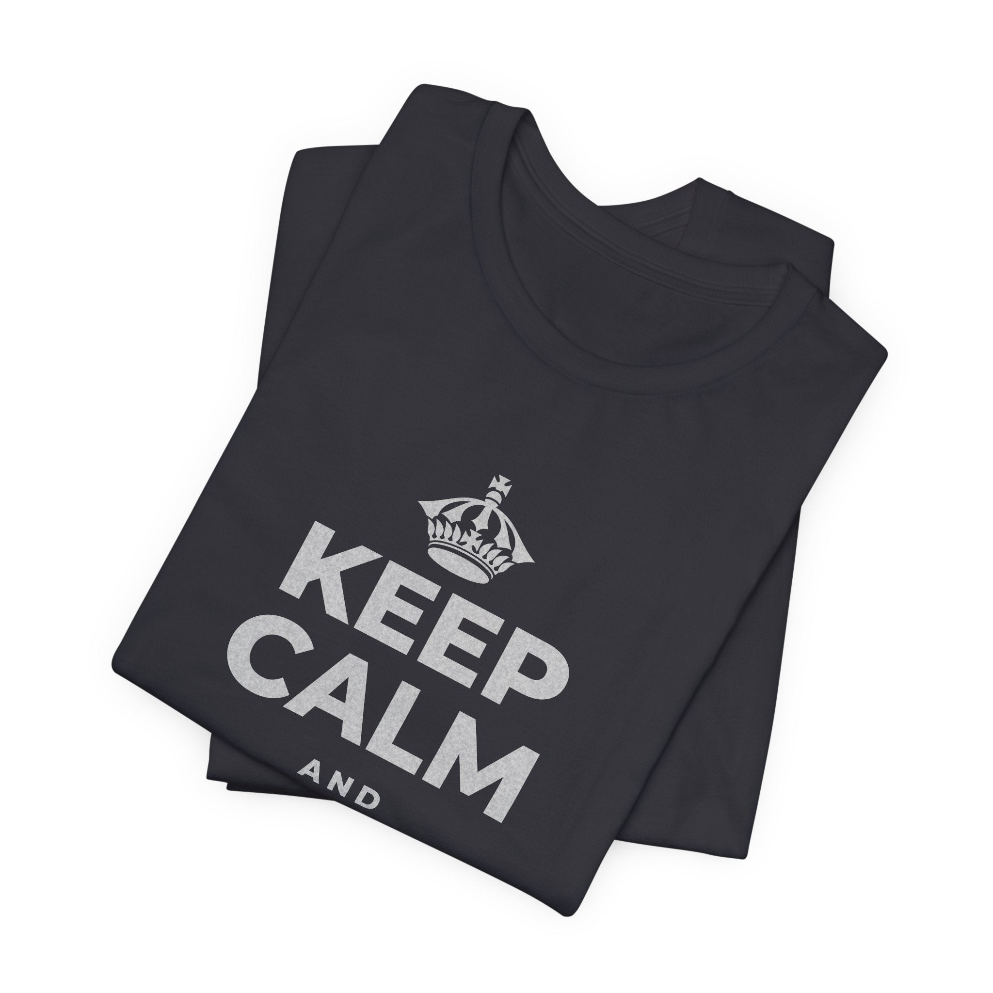 KEEP CALM AND STAY PRESENT T-Shirt (Baby Blue–Silver)