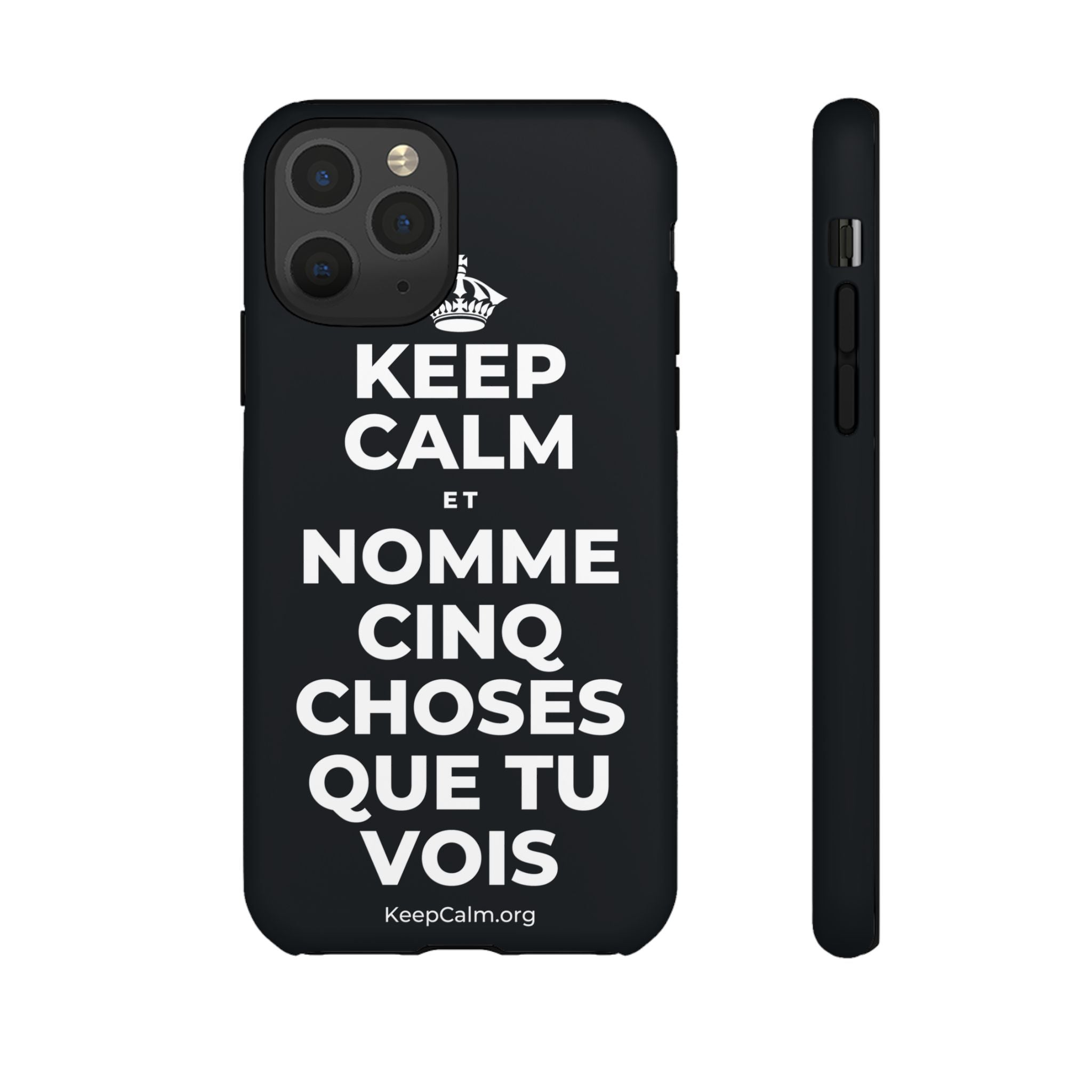KEEP CALM ET NOMME CINQ CHOSES QUE TU VOIS Phone Case (Dark)