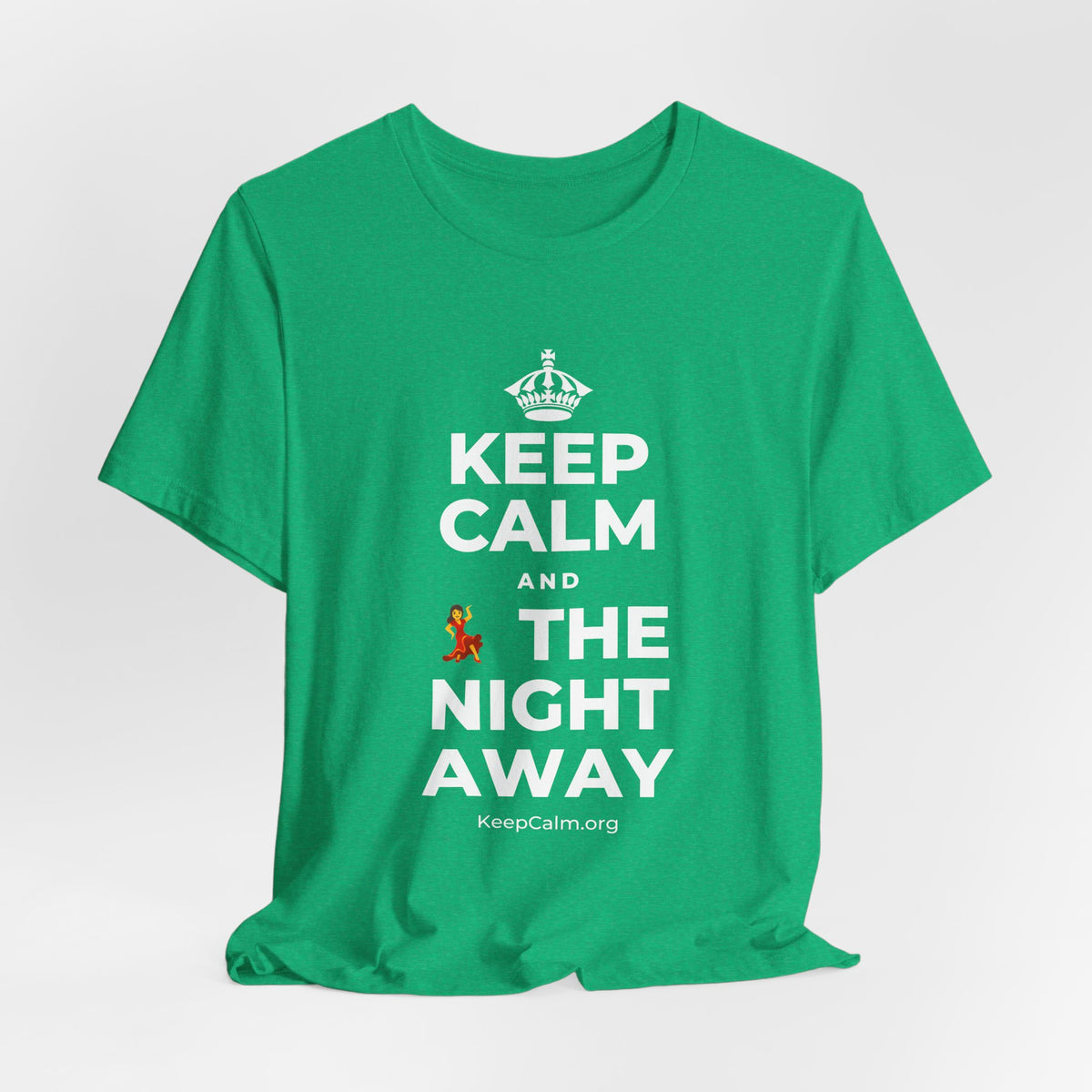 KEEP CALM AND 💃 THE NIGHT AWAY T-Shirt (Baby Blue–Silver)