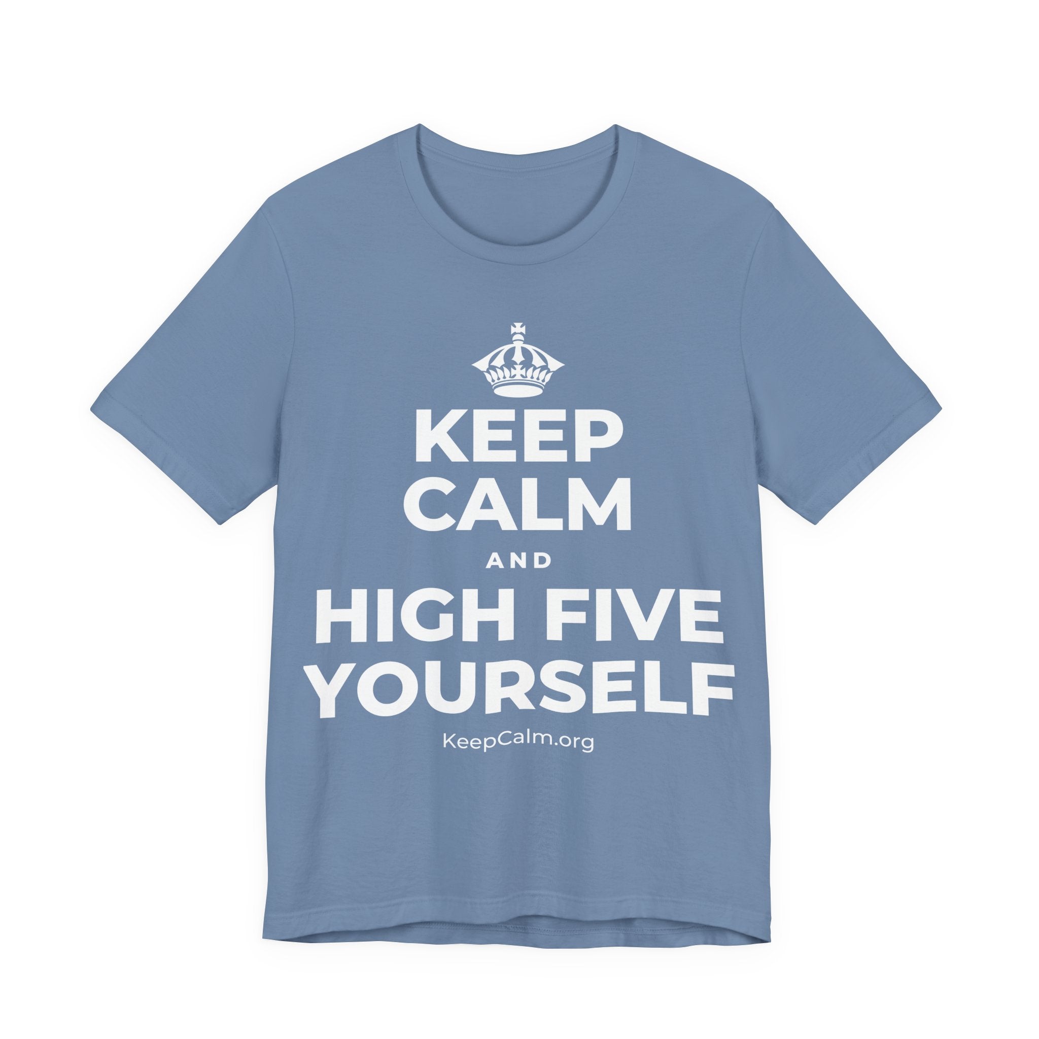 KEEP CALM AND HIGH FIVE YOURSELF T-Shirt (Soft Cream–Heather Mauve)