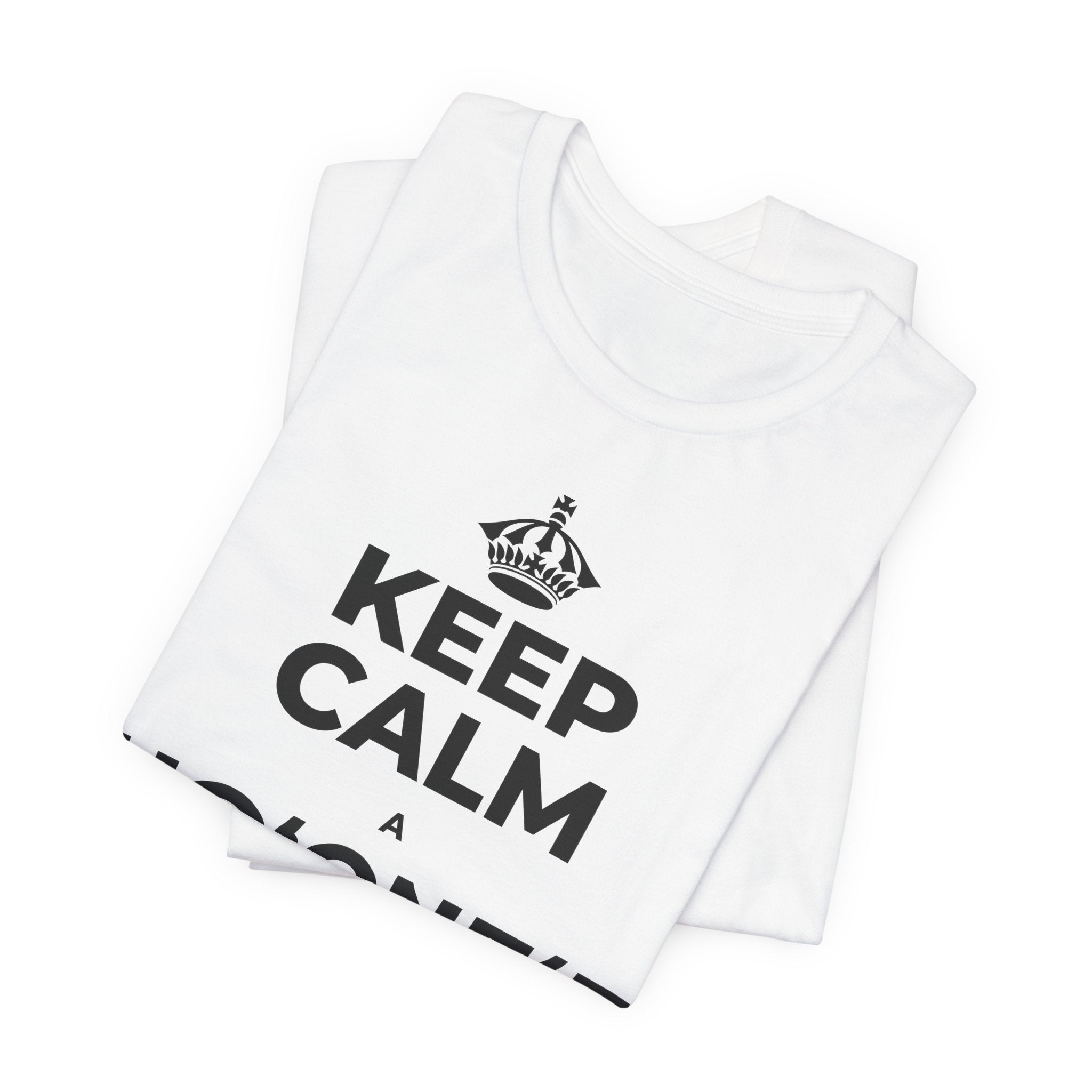 KEEP CALM A HOʻONEʻE I KOU KINO T-Shirt (White–Asphalt)