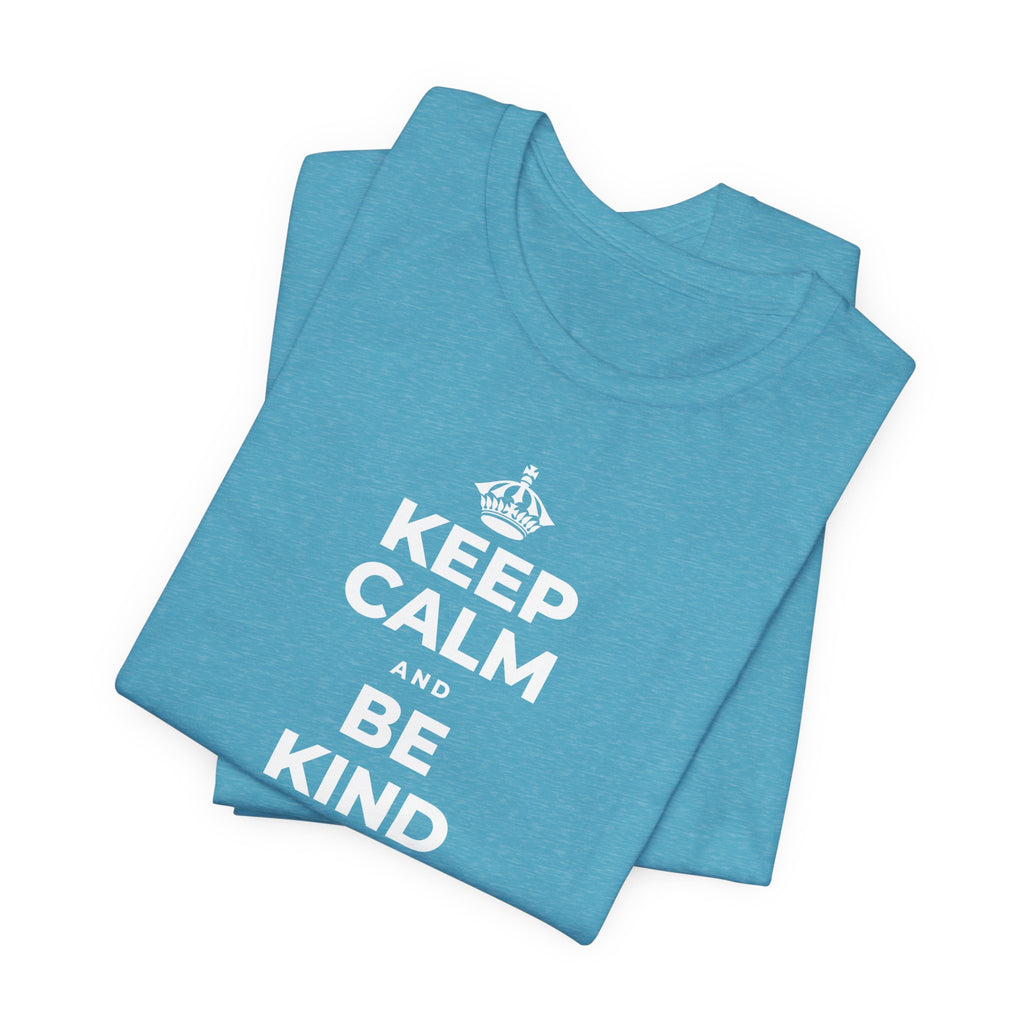 KEEP CALM AND BE KIND TO THE NEW KID T-Shirt (Soft Cream–Heather Mauve)