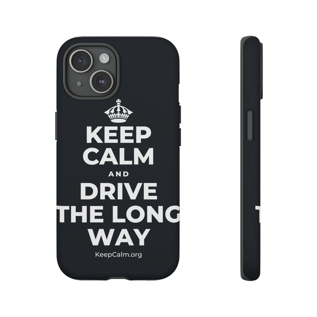 KEEP CALM AND DRIVE THE LONG WAY Phone Case (Dark)