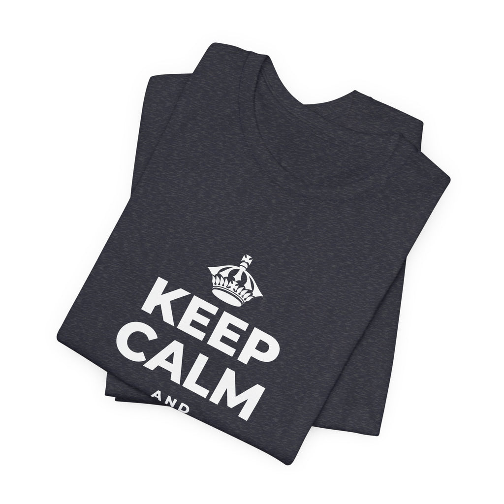 KEEP CALM AND TAKE THE LEAP T-Shirt (White–Asphalt)