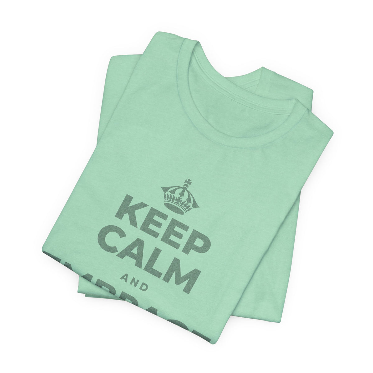 KEEP CALM AND EMBRACE THE CHANGE T-Shirt (Baby Blue–Silver)