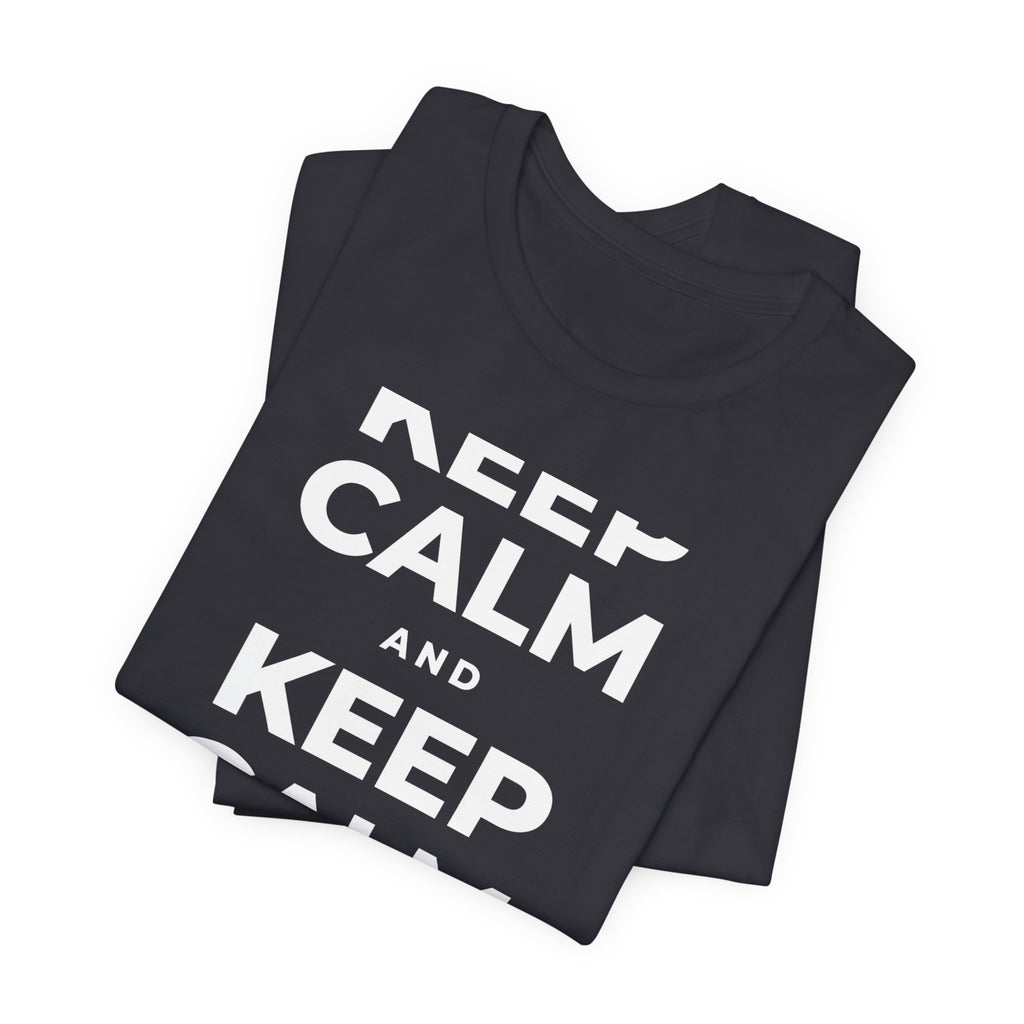 KEEP CALM AND BREATHE SLOWLY T-Shirt (Baby Blue–Silver)