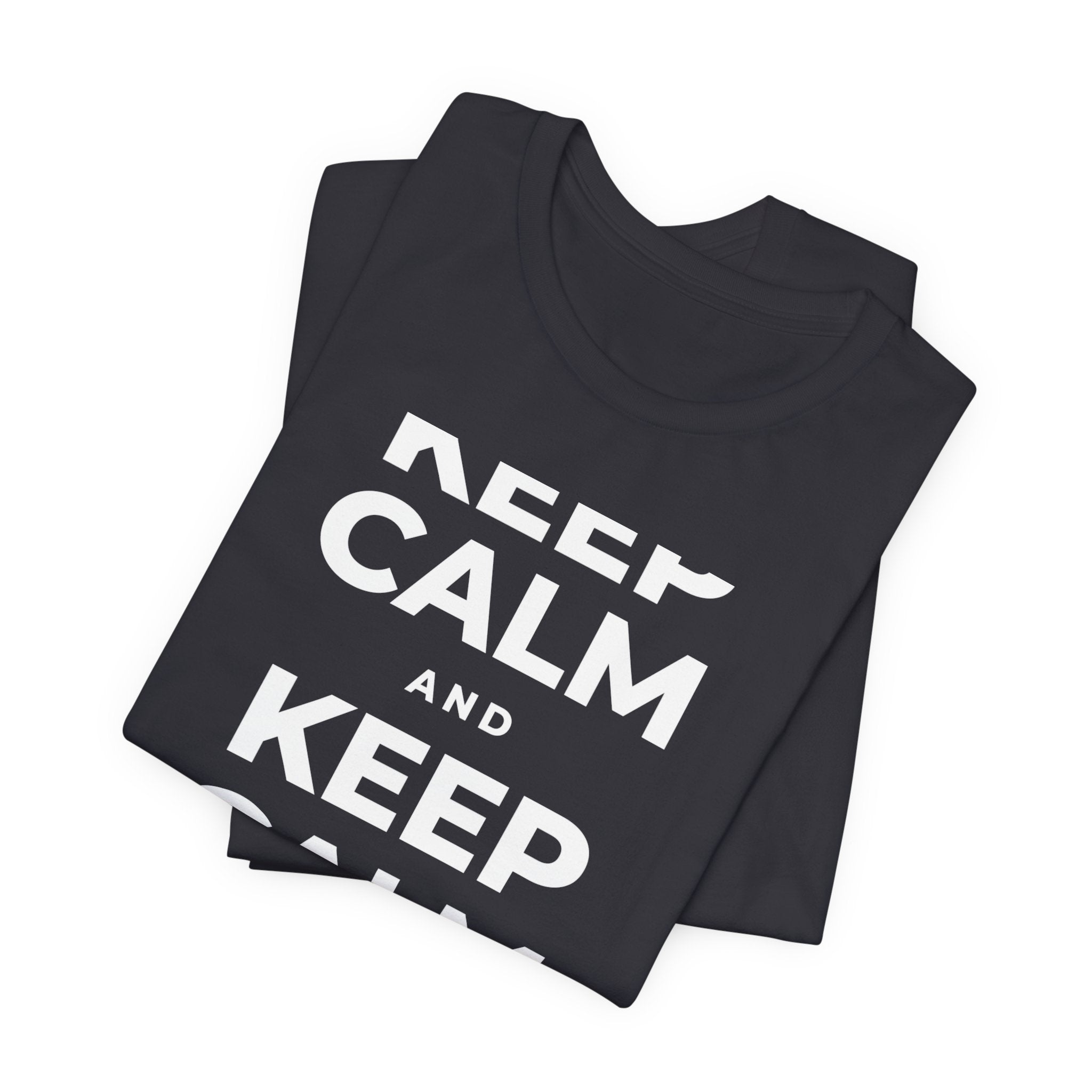 KEEP CALM AND BREATHE SLOWLY T-Shirt (Baby Blue–Silver)