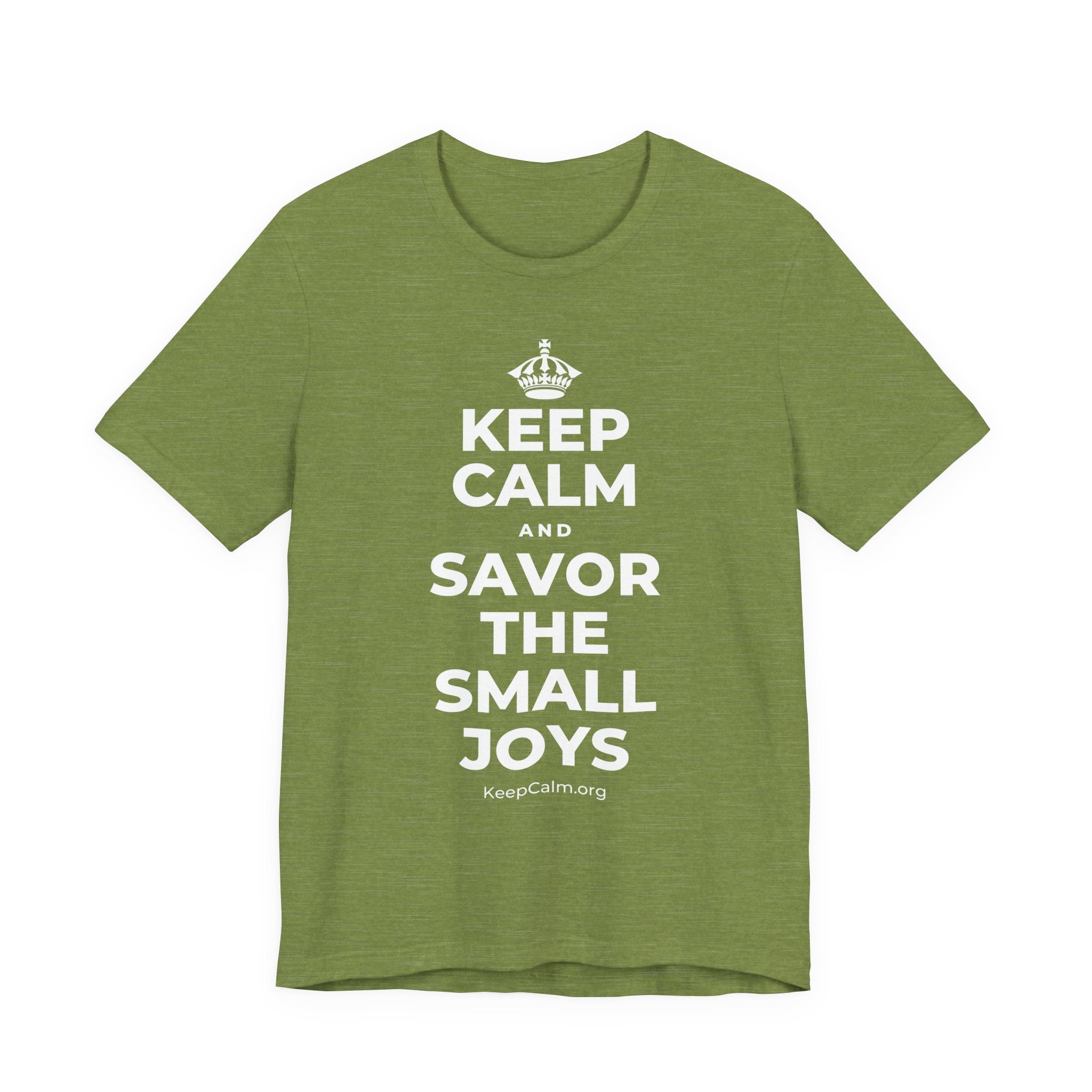 KEEP CALM AND SAVOR THE SMALL JOYS T-Shirt (Baby Blue–Silver)