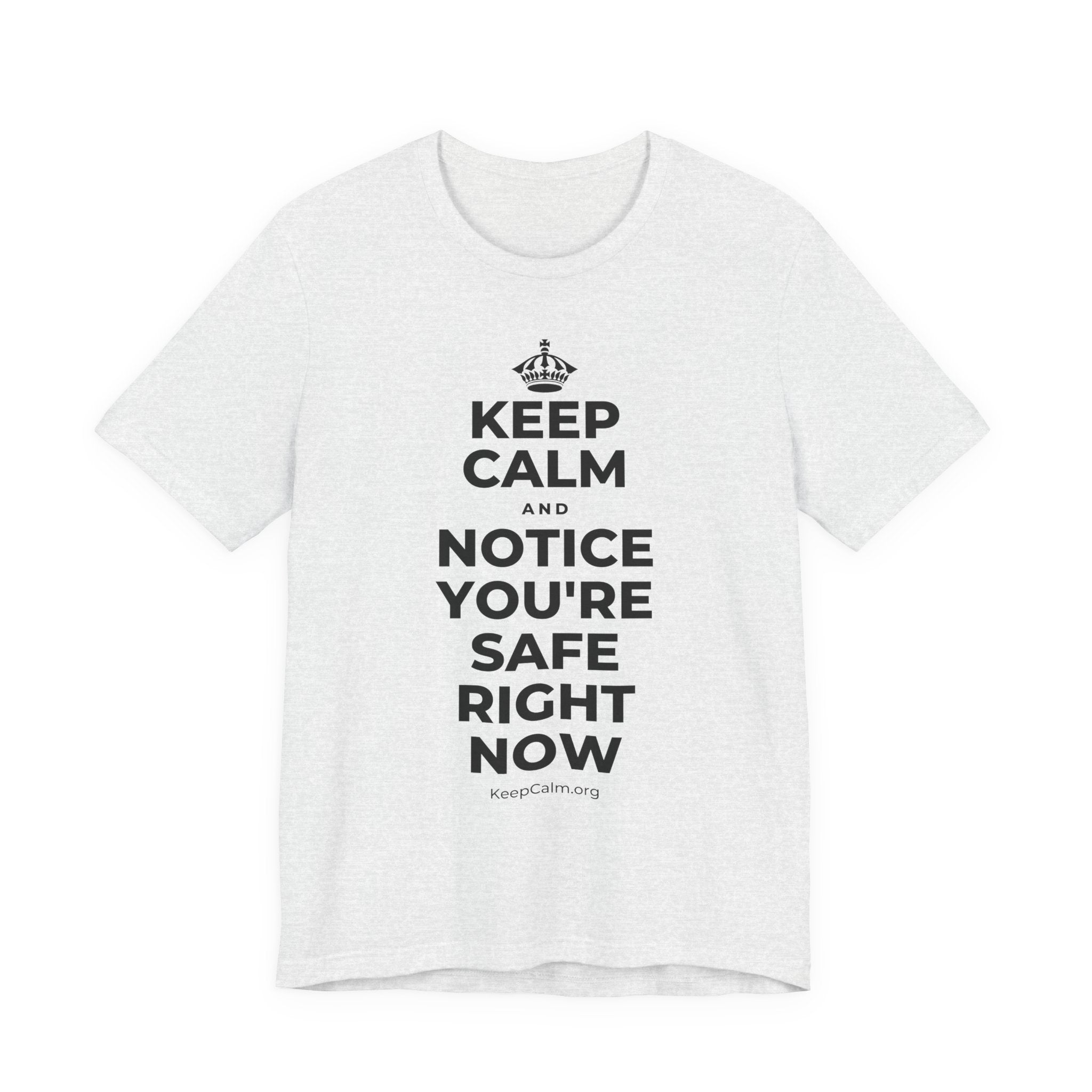KEEP CALM AND NOTICE YOU'RE SAFE RIGHT NOW T-Shirt (Soft Cream–Heather Mauve)