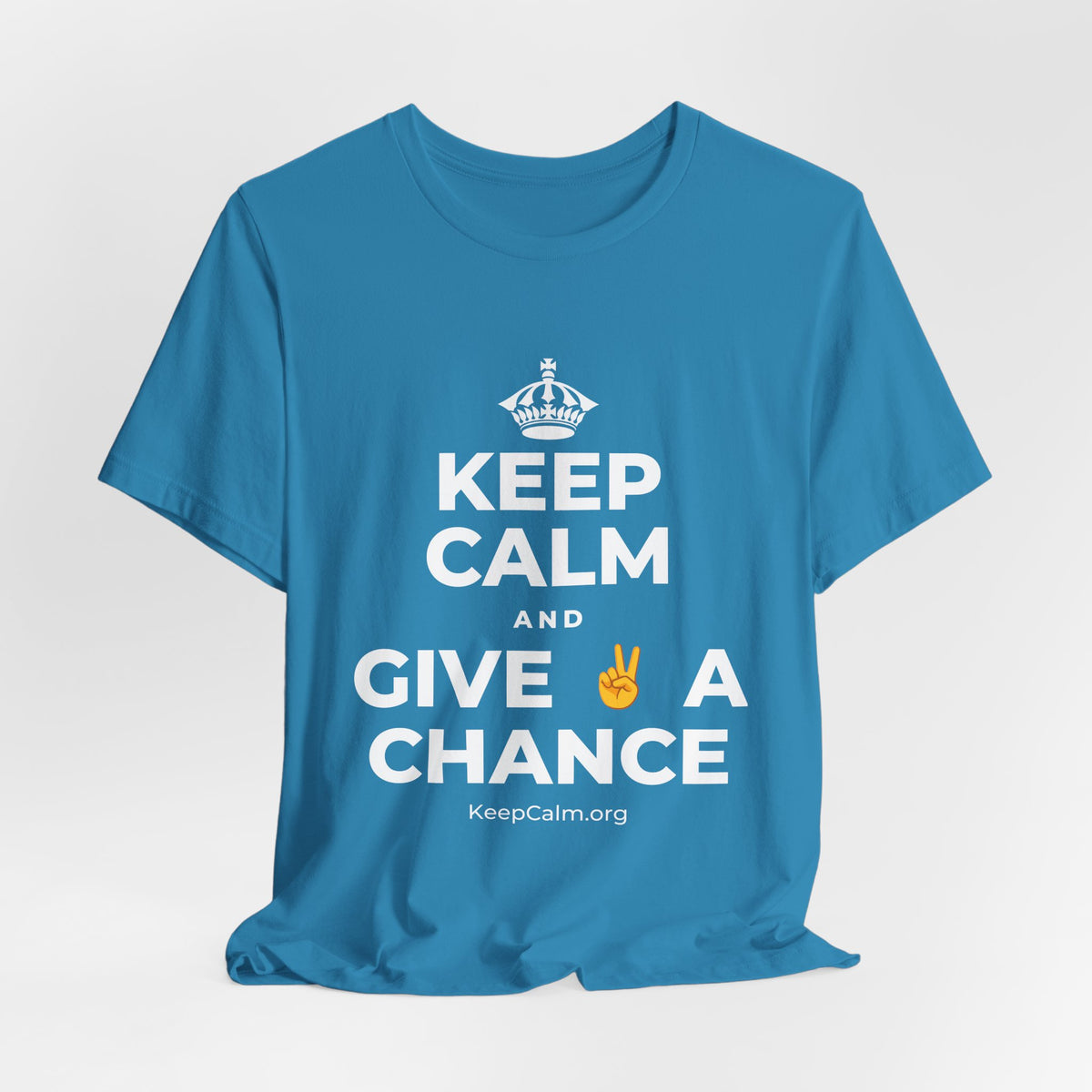 KEEP CALM AND GIVE ✌️ A CHANCE T-Shirt (White–Asphalt)