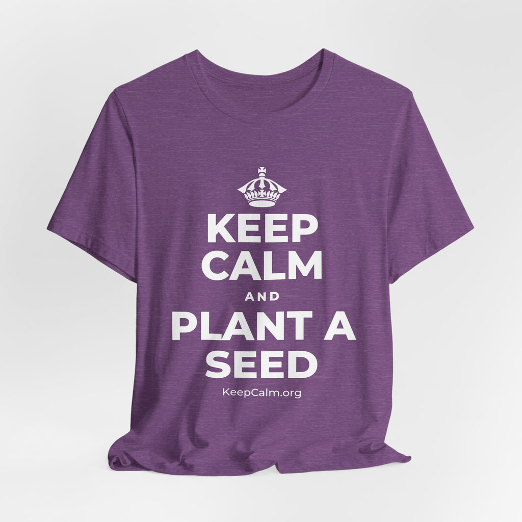 KEEP CALM AND PLANT A SEED T-Shirt (Baby Blue–Silver)