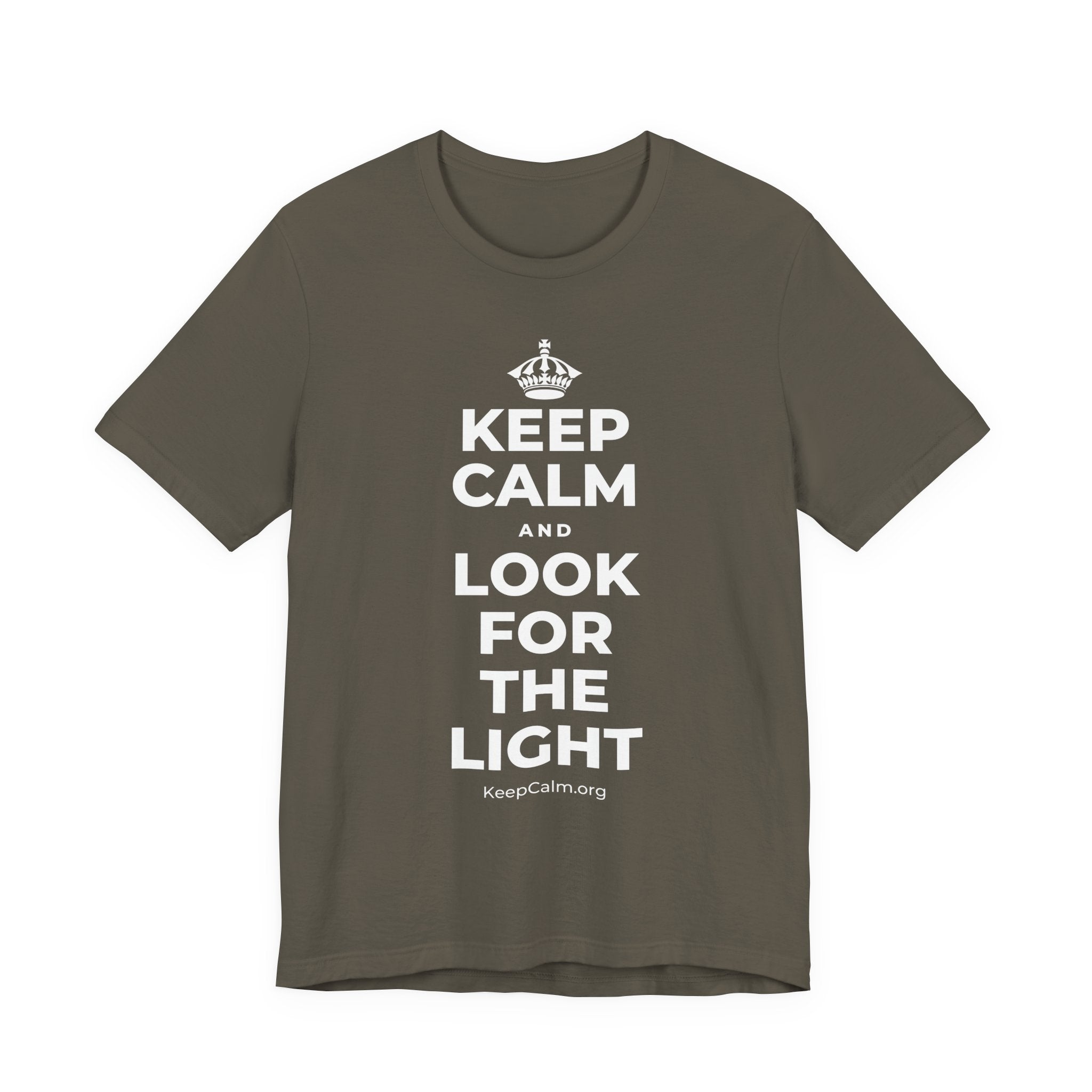 KEEP CALM AND LOOK FOR THE LIGHT T-Shirt (White–Asphalt)