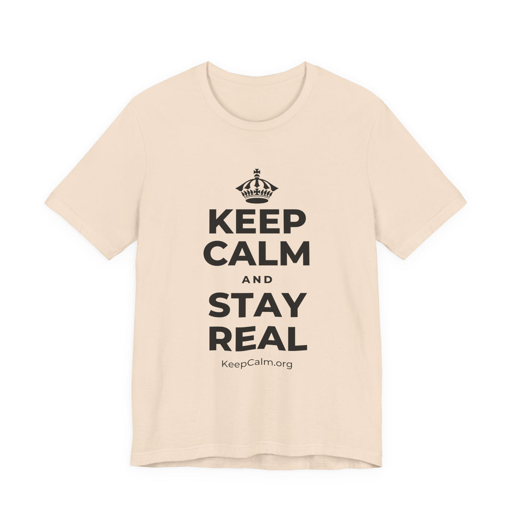 KEEP CALM AND STAY REAL T-Shirt (Soft Cream–Heather Mauve)