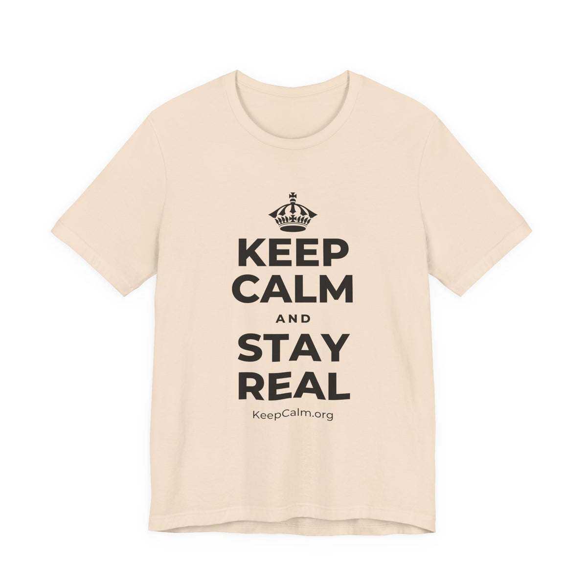 KEEP CALM AND STAY REAL T-Shirt (Soft Cream–Heather Mauve)