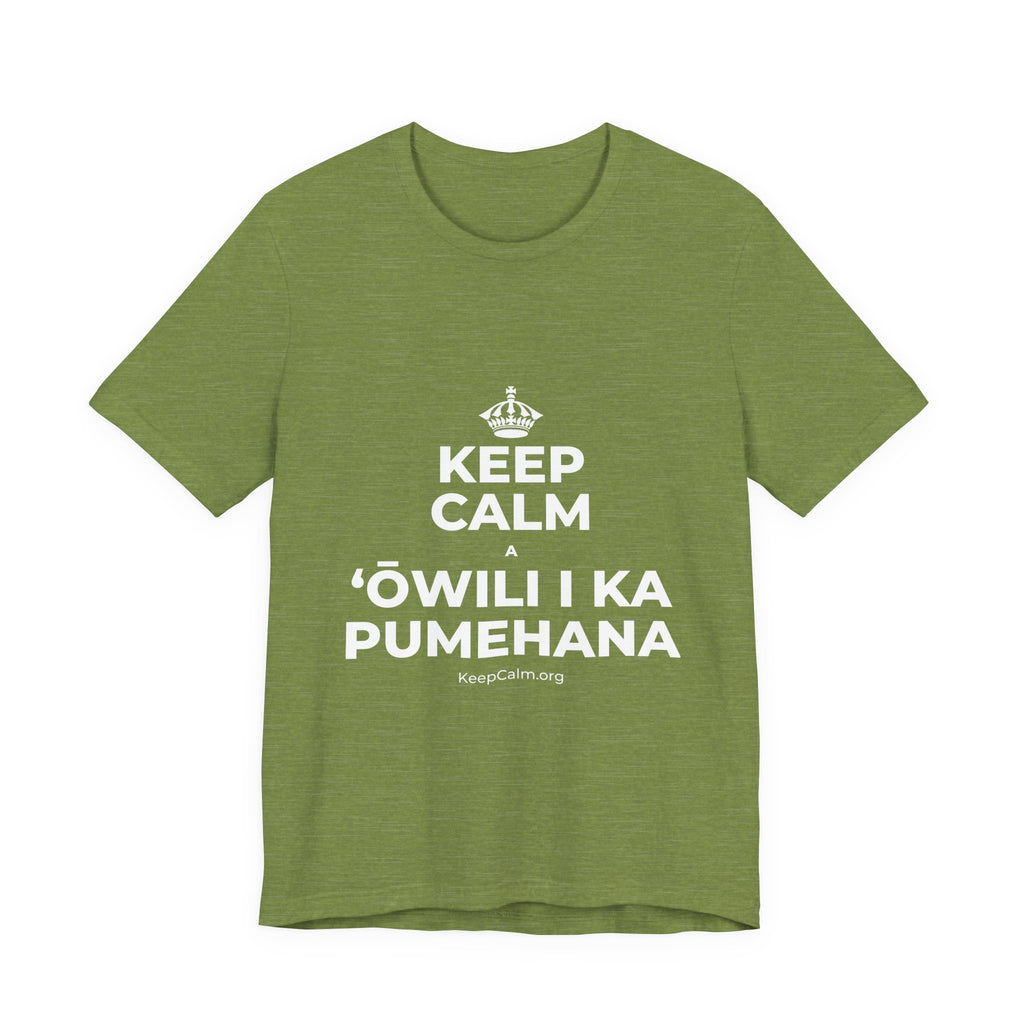 KEEP CALM A ʻŌWILI I KA PUMEHANA T-Shirt (Baby Blue–Silver)