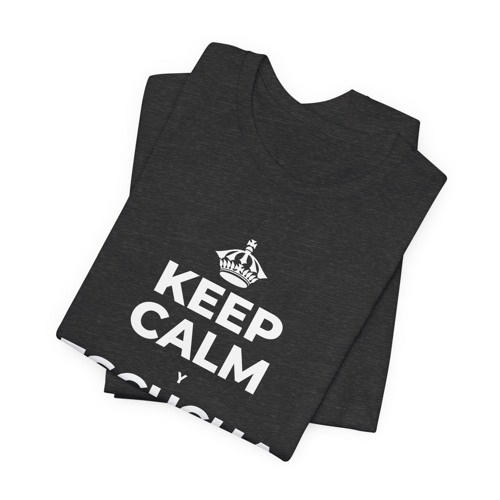 KEEP CALM Y ESCUCHA LA LLUVIA T-Shirt (White–Asphalt)