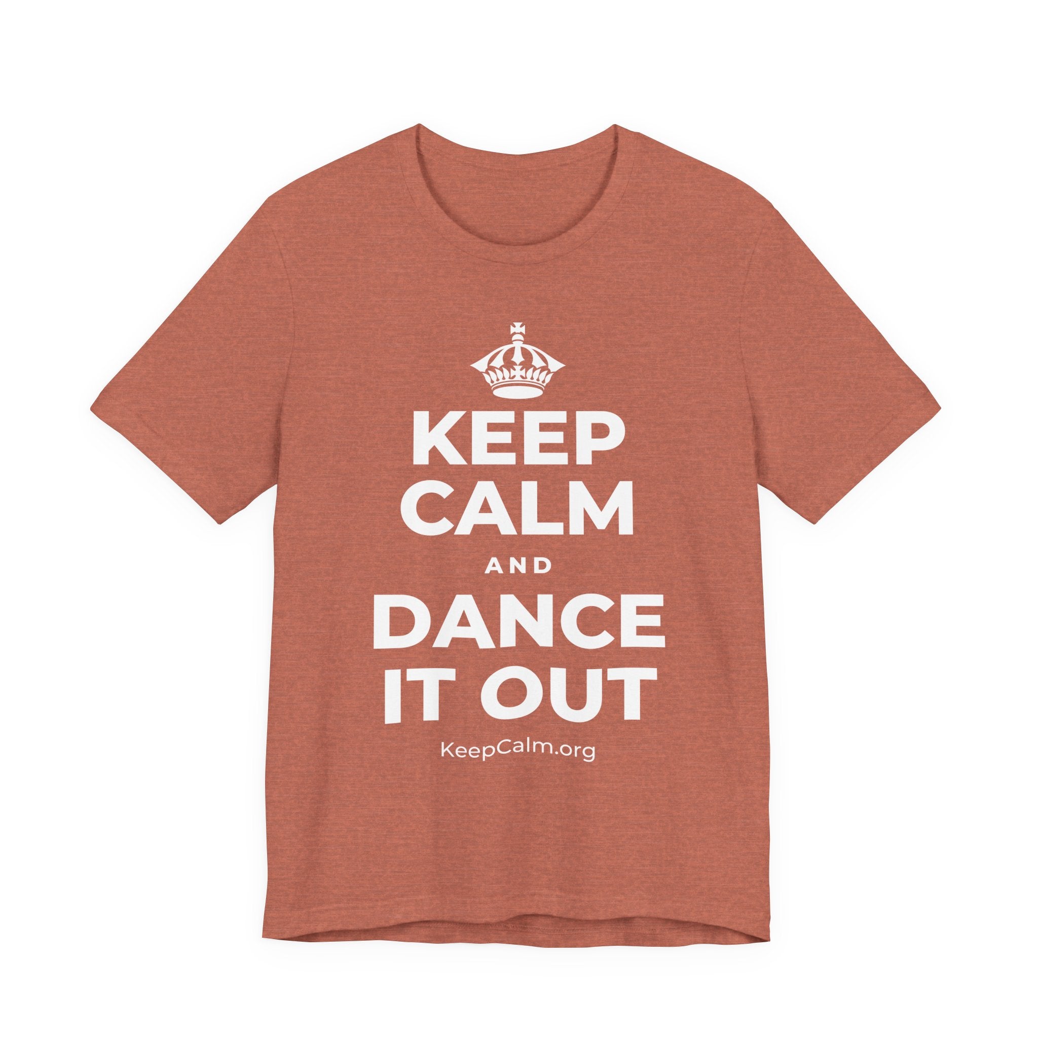 KEEP CALM AND DANCE IT OUT T-Shirt (Soft Cream–Heather Mauve)