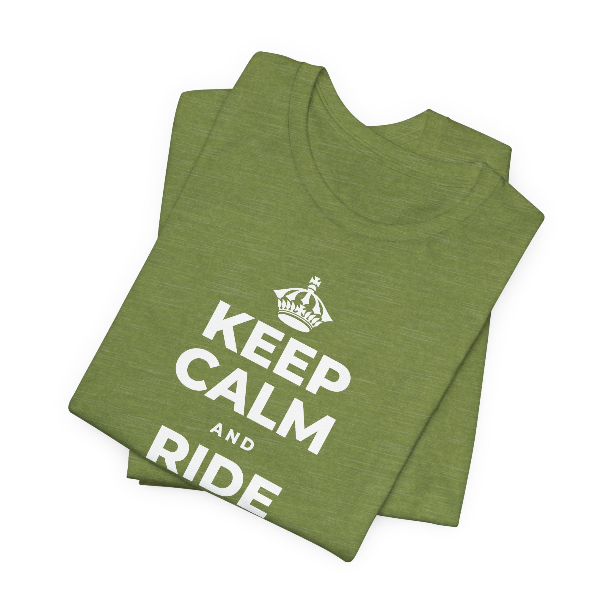 KEEP CALM AND RIDE THE GOOD WAVE T-Shirt (Baby Blue–Silver)