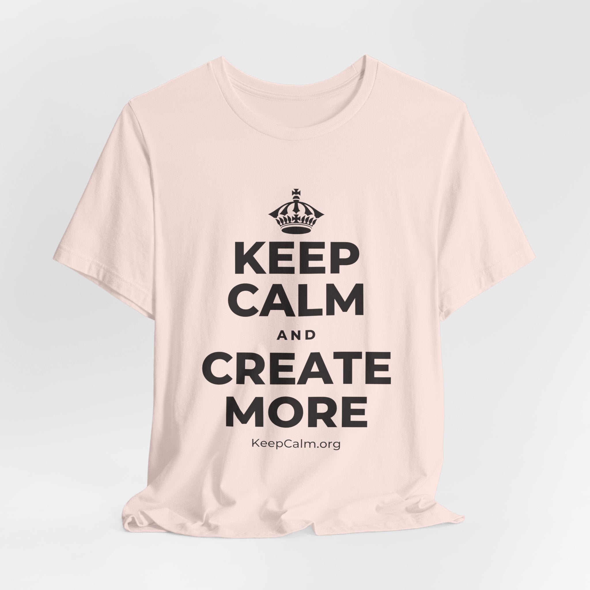 KEEP CALM AND CREATE MORE T-Shirt (Soft Cream–Heather Mauve)