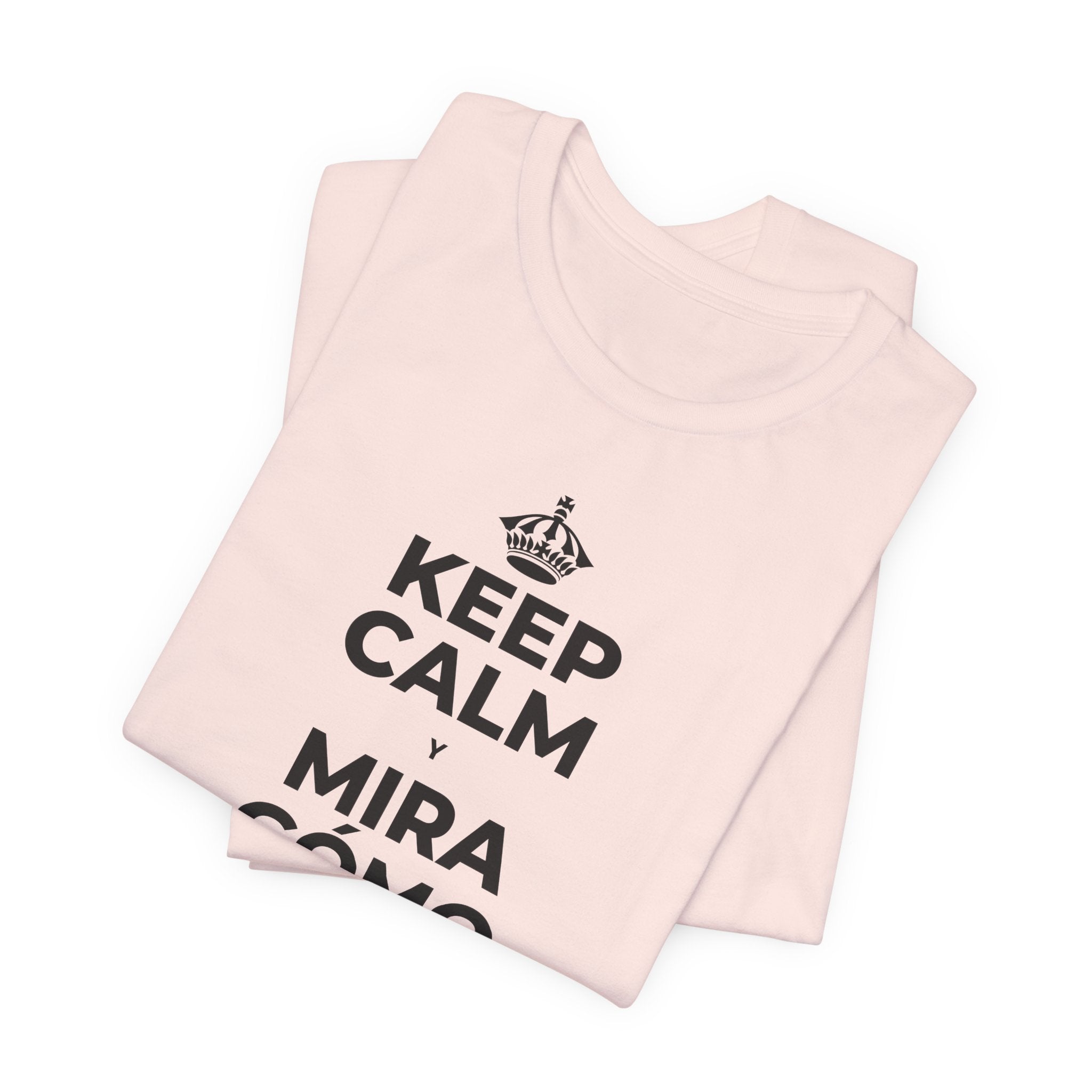 KEEP CALM Y MIRA CÓMO CAMBIAN LAS HOJAS T-Shirt (Soft Cream–Heather Mauve)
