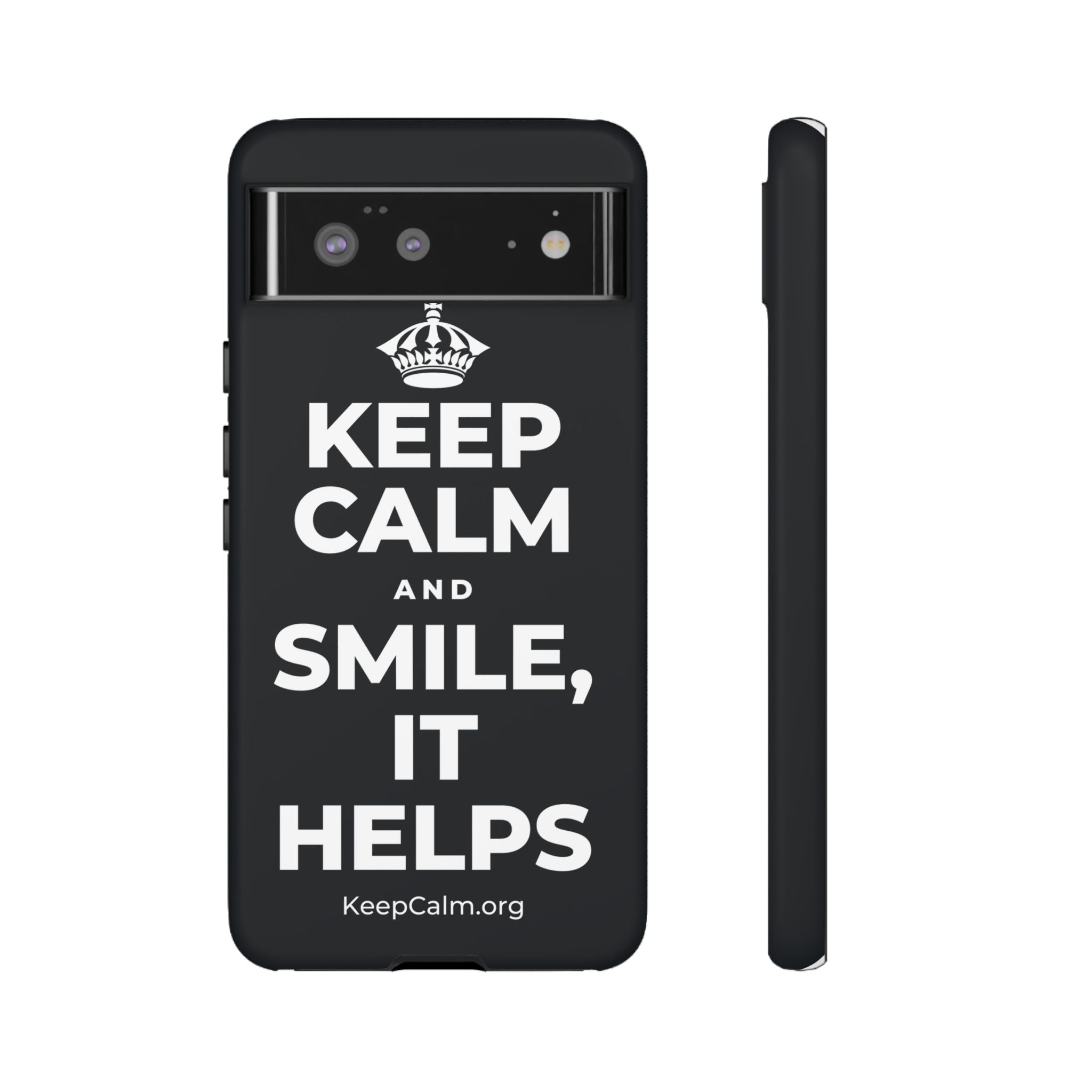 KEEP CALM AND SMILE, IT HELPS Phone Case (Dark)