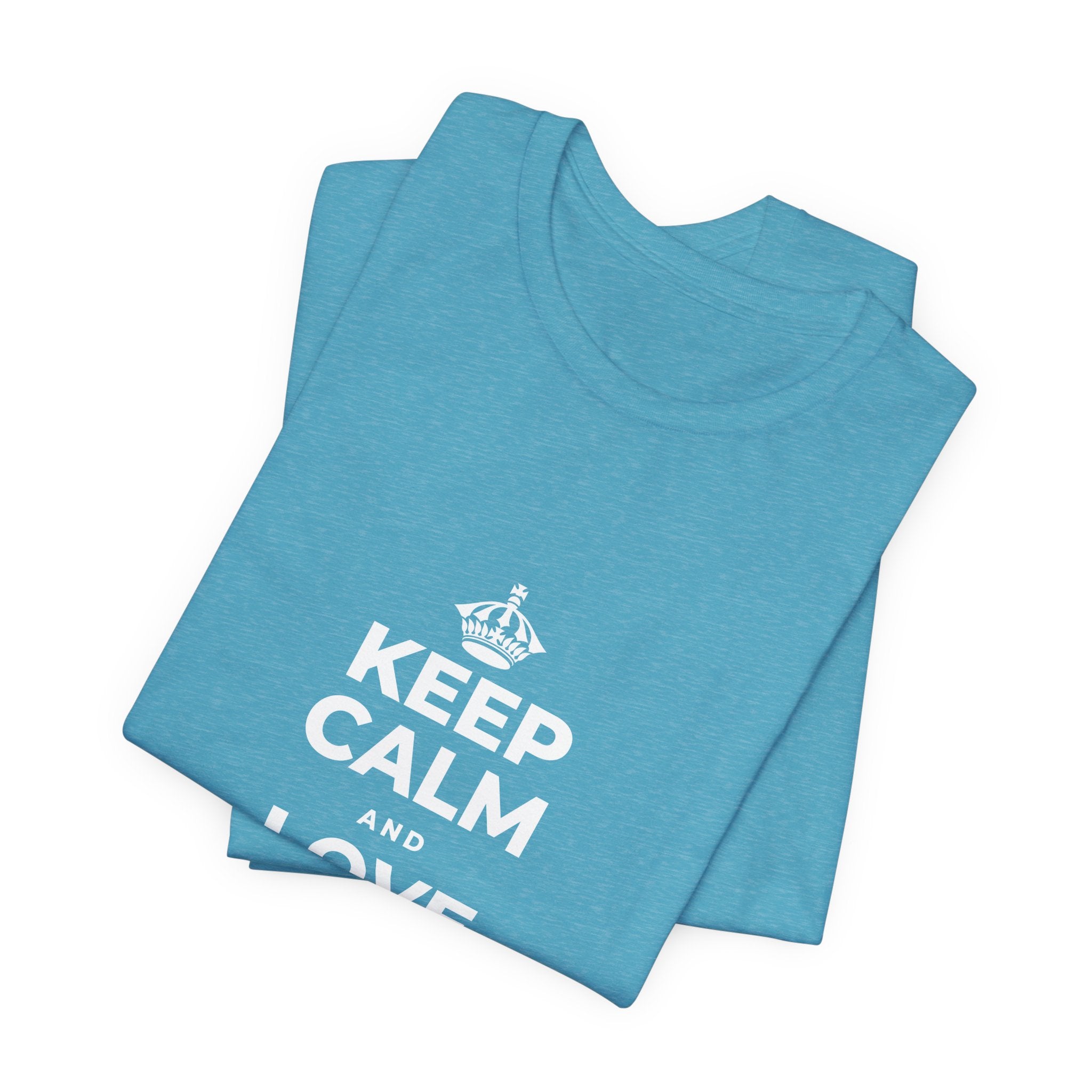 KEEP CALM AND LOVE WITHOUT POSSESSION T-Shirt (Soft Cream–Heather Mauve)