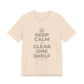 KEEP CALM AND CLEAR ONE SHELF T-Shirt (Soft Cream–Heather Mauve)