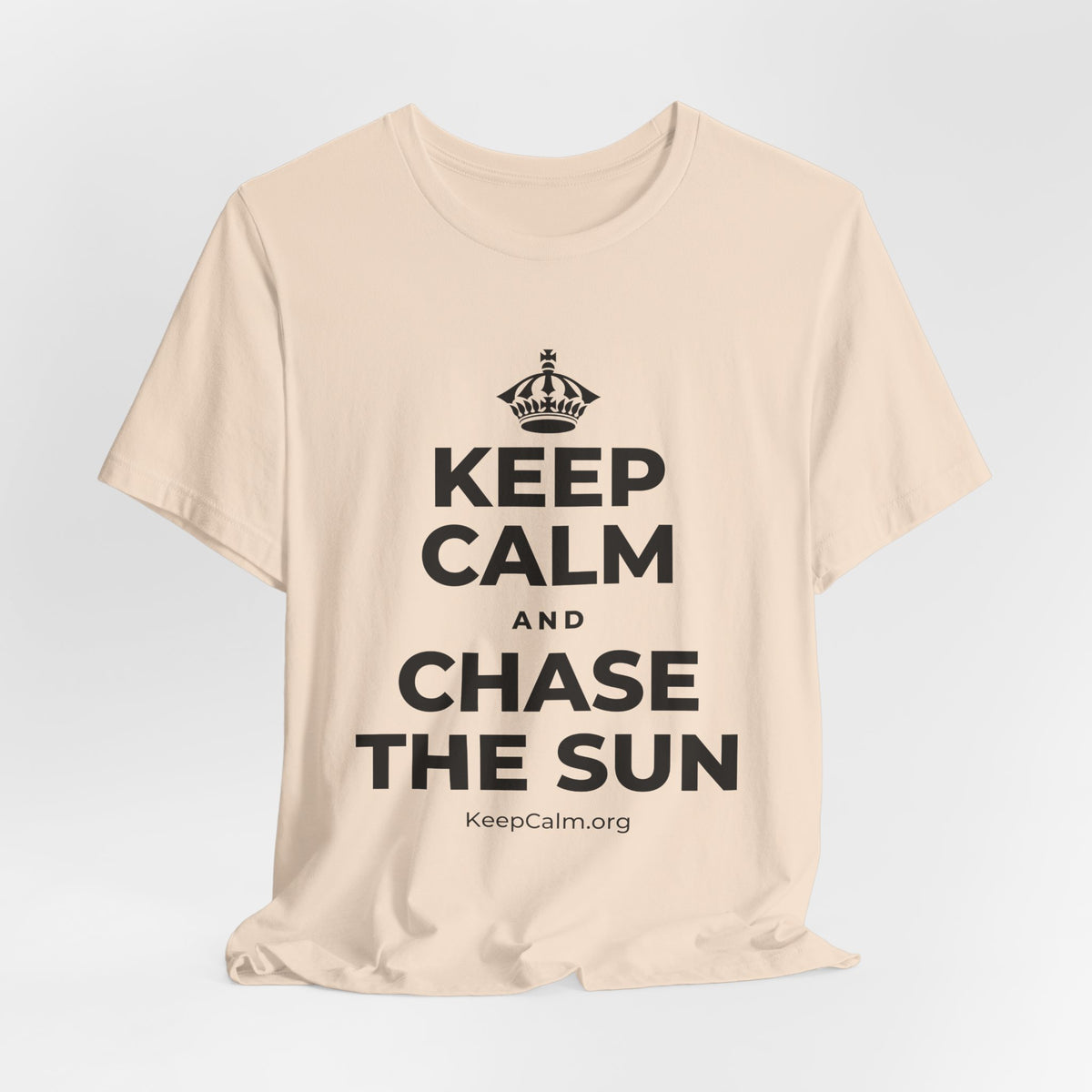 KEEP CALM AND CHASE THE SUN T-Shirt (Soft Cream–Heather Mauve)