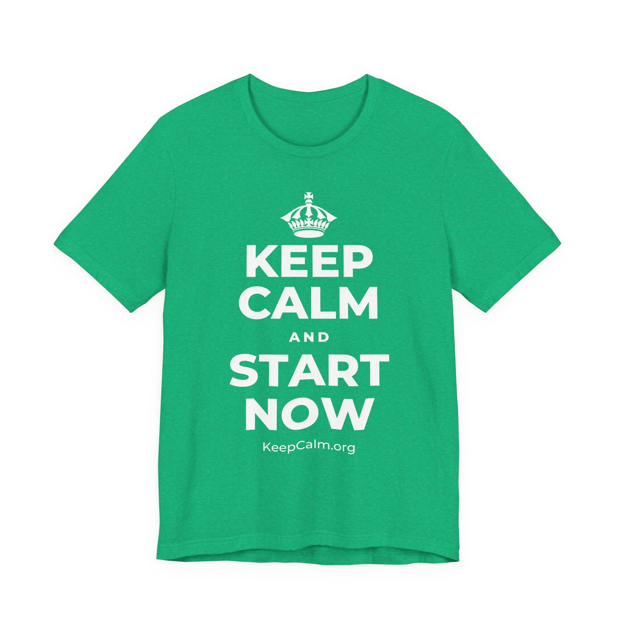 KEEP CALM AND START NOW T-Shirt (Baby Blue–Silver)