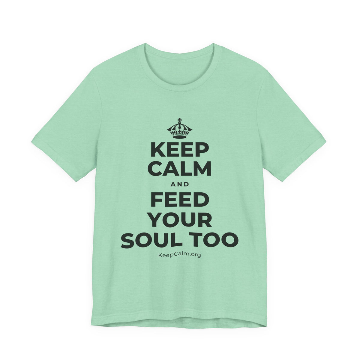 KEEP CALM AND FEED YOUR SOUL TOO T-Shirt (Baby Blue–Silver)