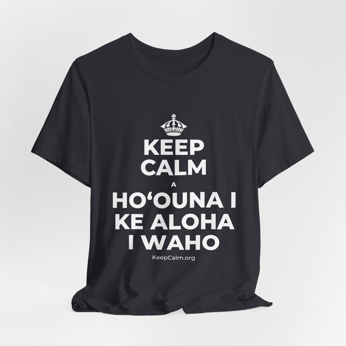 KEEP CALM A HOʻOUNA I KE ALOHA I WAHO T-Shirt (Baby Blue–Silver)