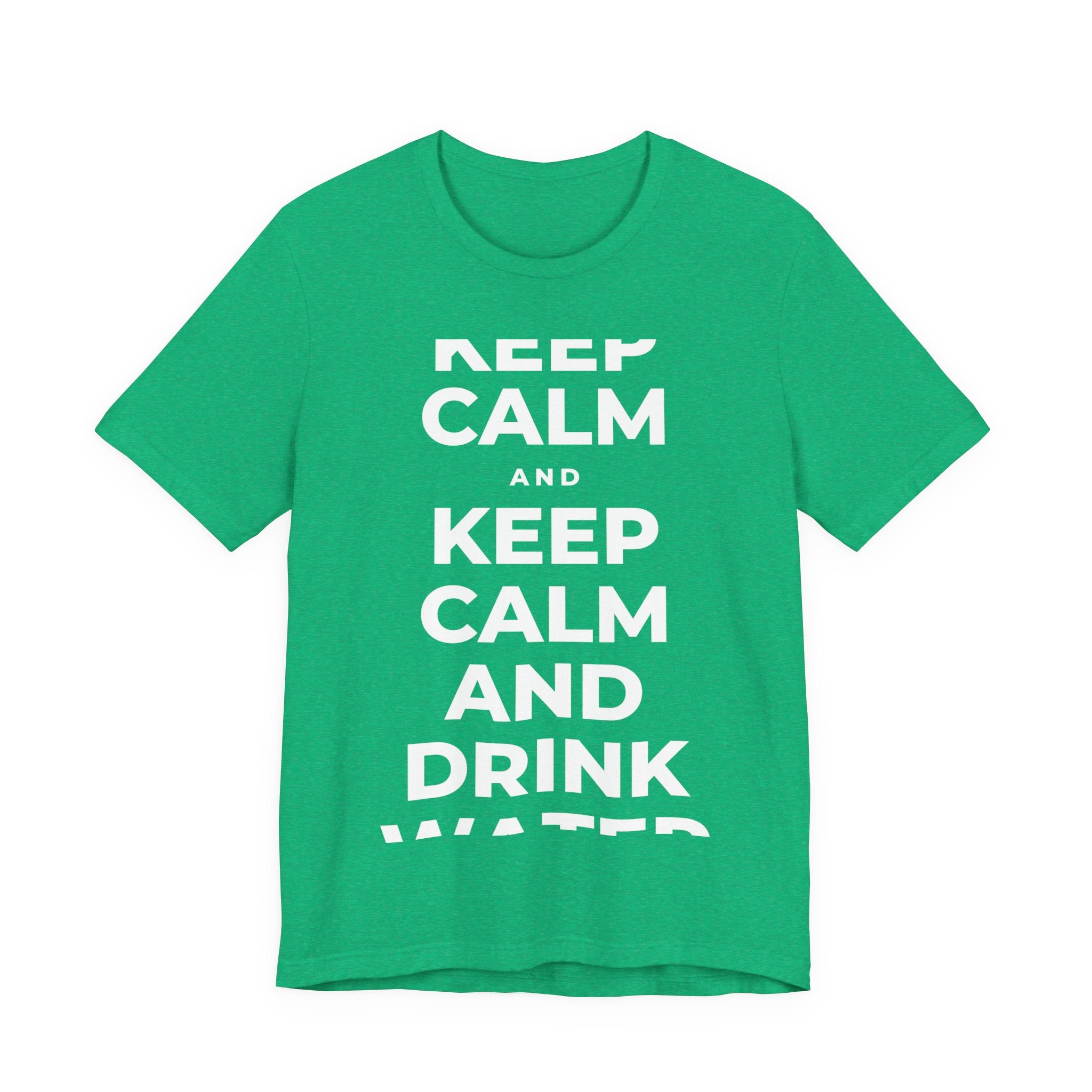 KEEP CALM AND DRINK WATER T-Shirt (Baby Blue–Silver)