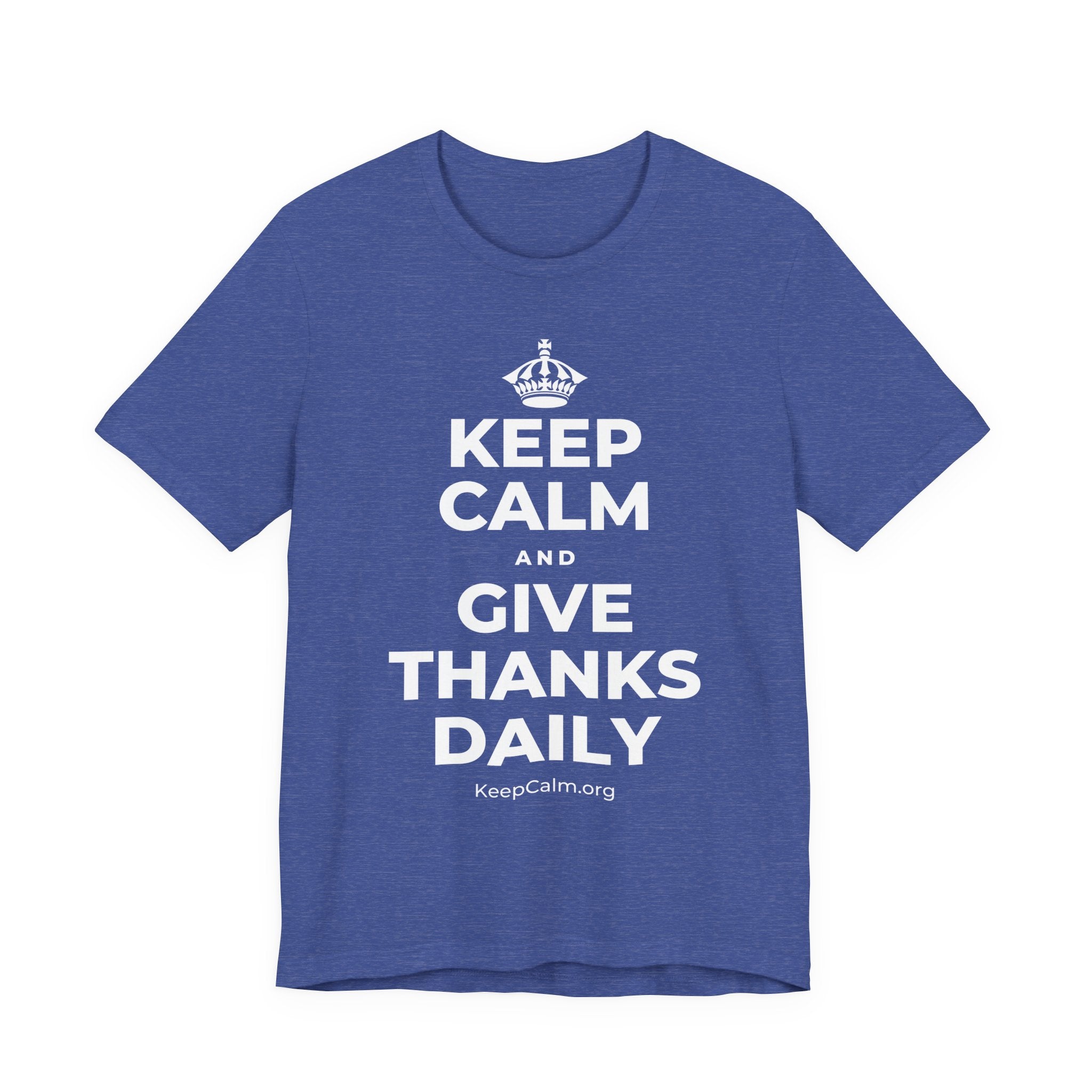 KEEP CALM AND GIVE THANKS DAILY T-Shirt (Baby Blue–Silver)