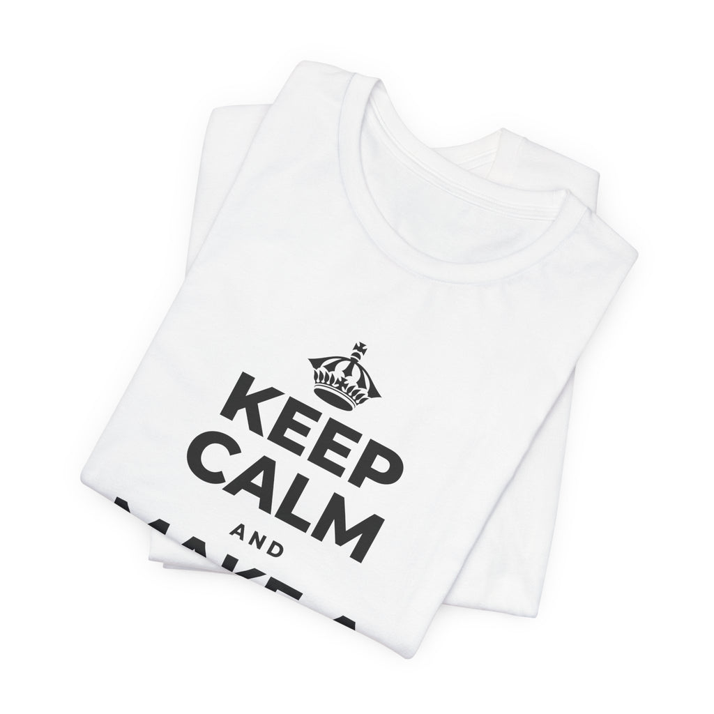 KEEP CALM AND MAKE A HAPPY MEMORY T-Shirt (White–Asphalt)