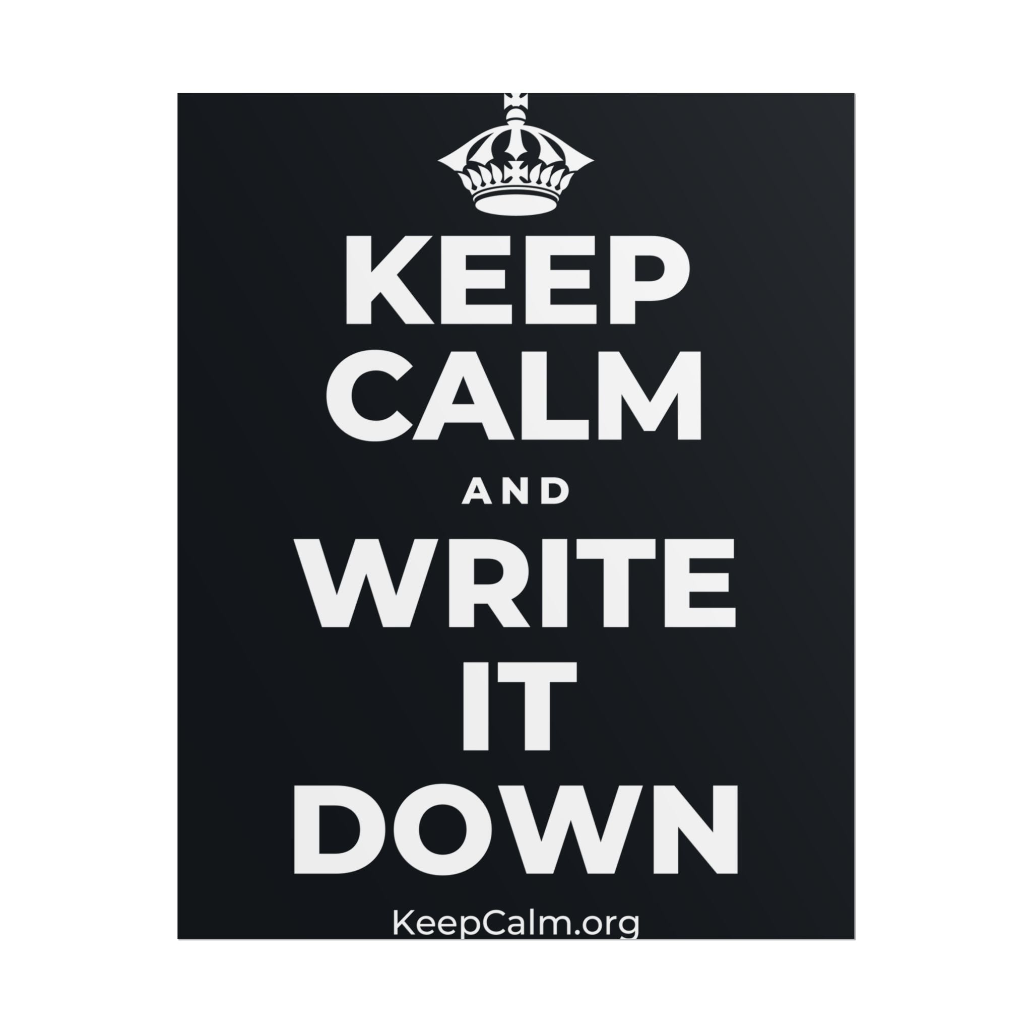 KEEP CALM AND WRITE IT DOWN Poster (Dark)