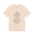 KEEP CALM AND STEP BACK A SEC T-Shirt (Soft Cream–Heather Mauve)