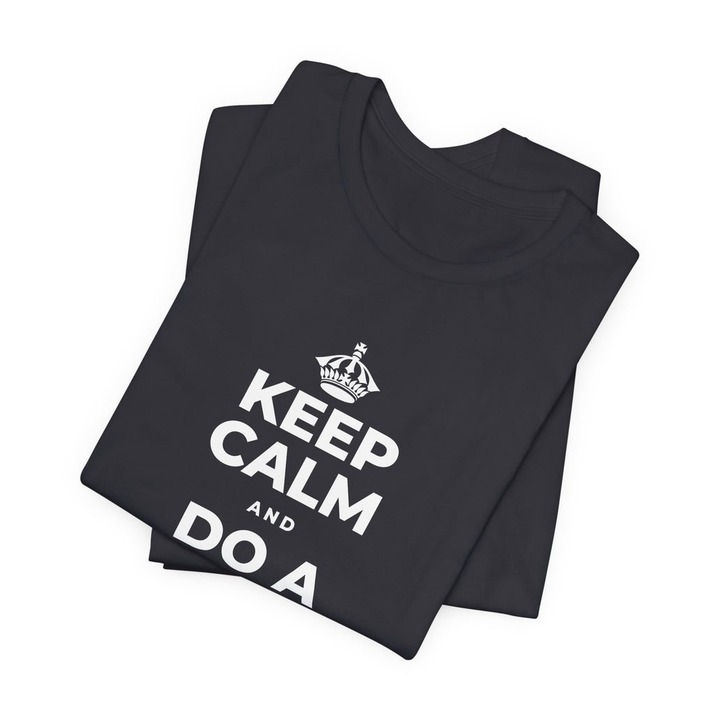 KEEP CALM AND DO A HAPPY LITTLE DANCE T-Shirt (Baby Blue–Silver)