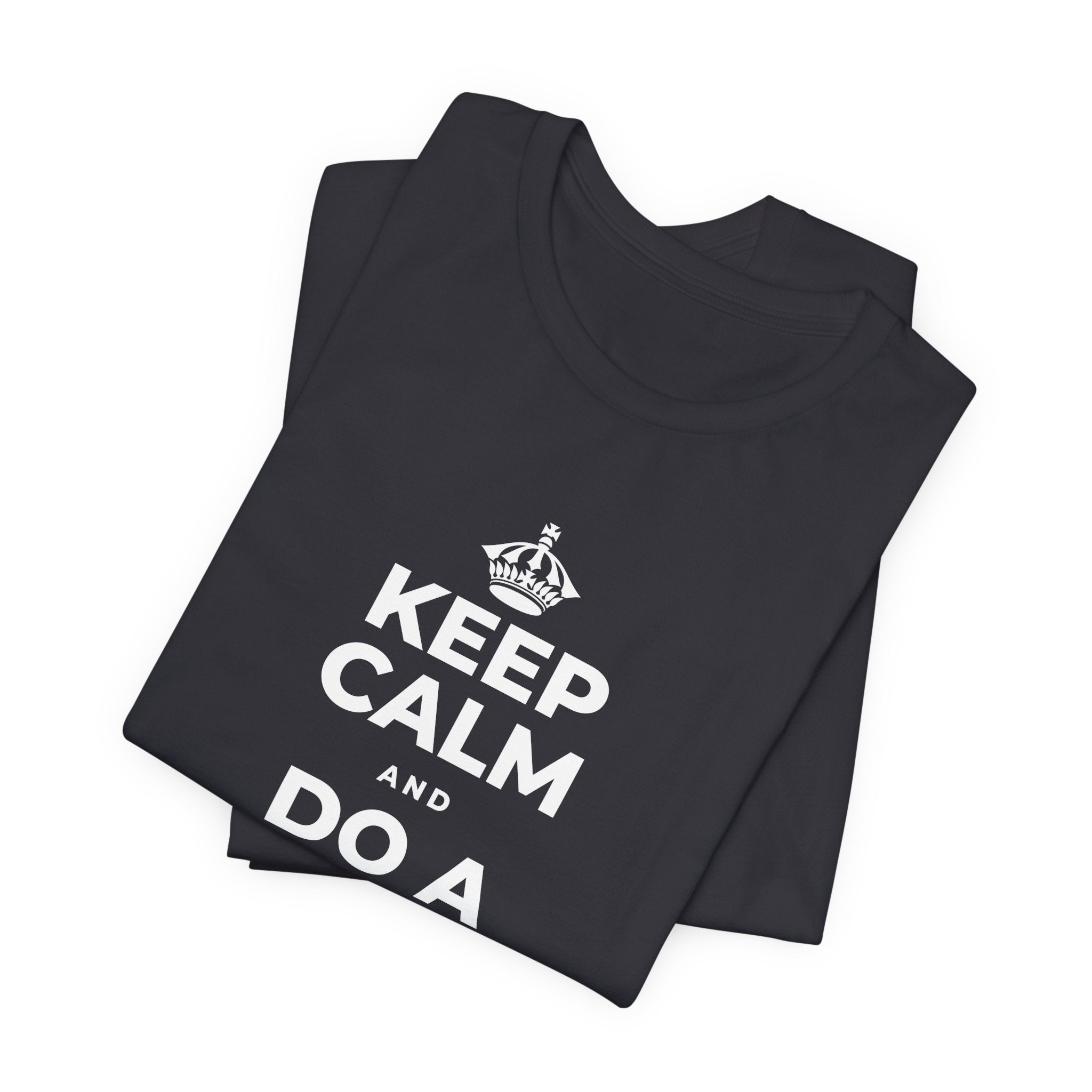 KEEP CALM AND DO A HAPPY LITTLE DANCE T-Shirt (Baby Blue–Silver)
