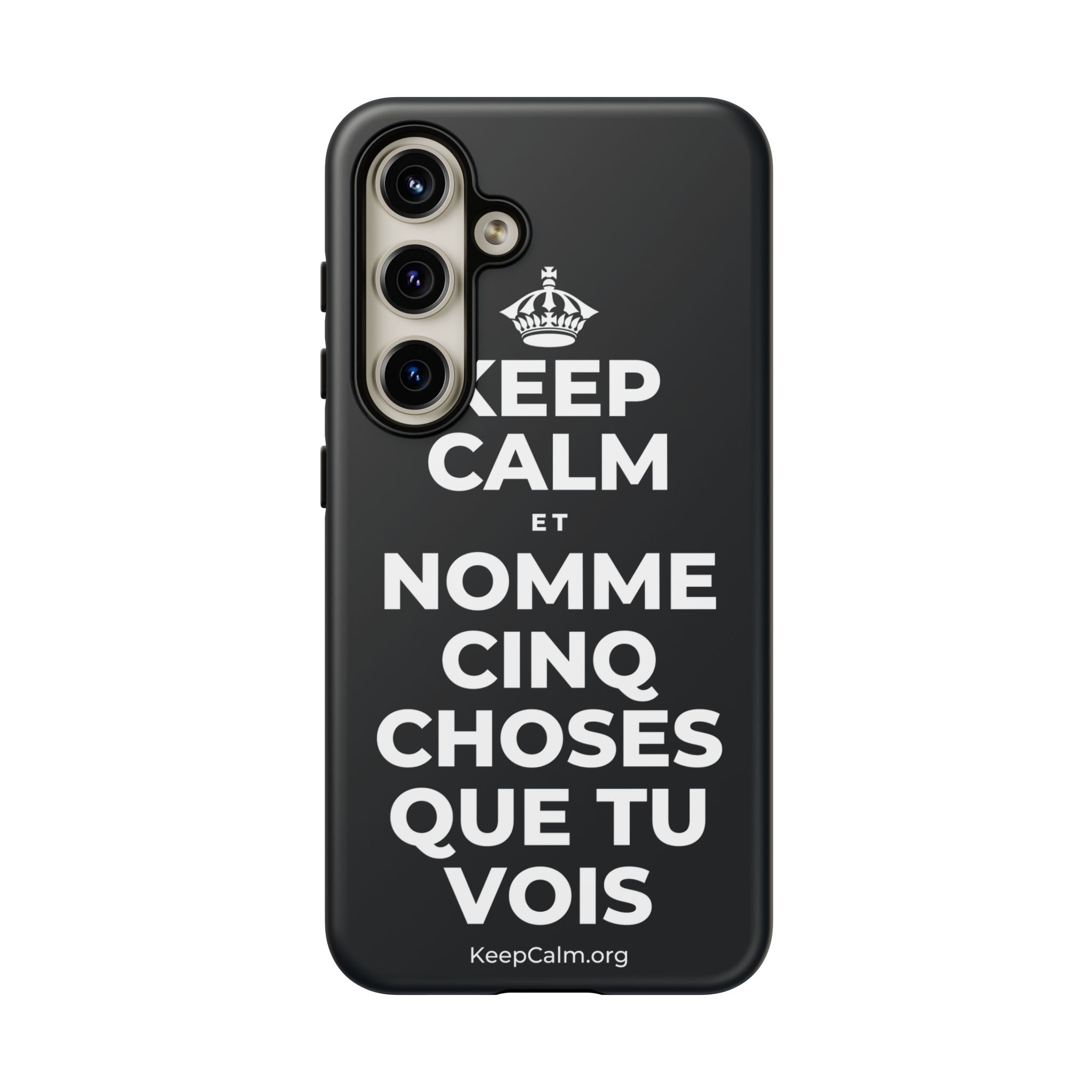 KEEP CALM ET NOMME CINQ CHOSES QUE TU VOIS Phone Case (Dark)
