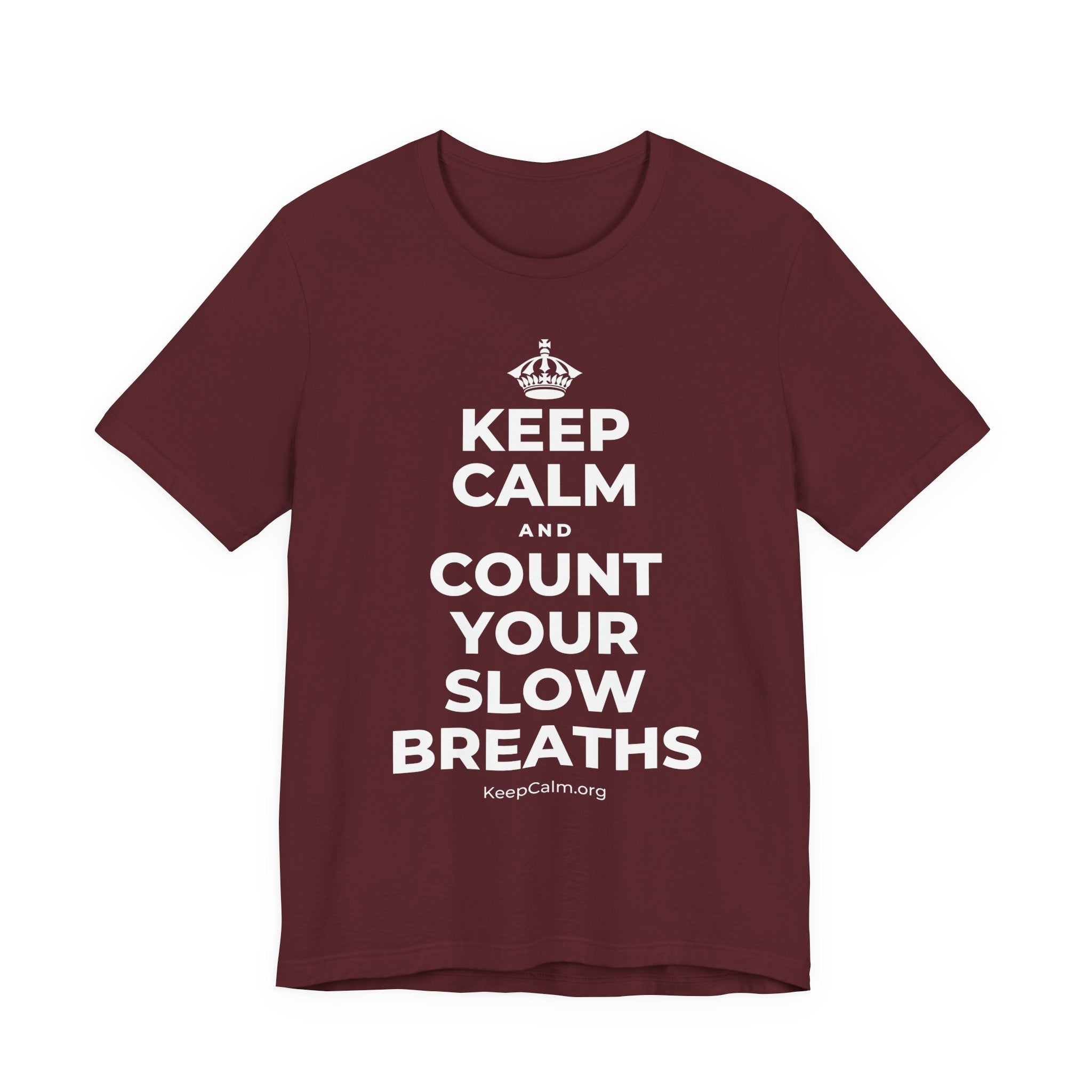 KEEP CALM AND COUNT YOUR SLOW BREATHS T-Shirt (Baby Blue–Silver)