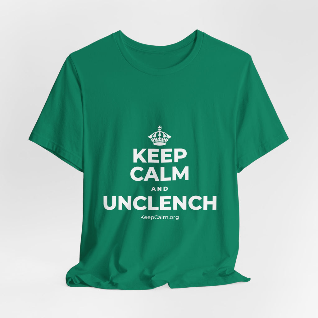 KEEP CALM AND UNCLENCH T-Shirt (White–Asphalt)