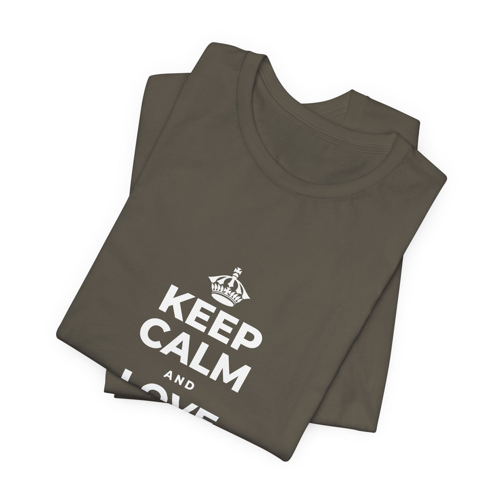 KEEP CALM AND LOVE WITHOUT POSSESSION T-Shirt (White–Asphalt)