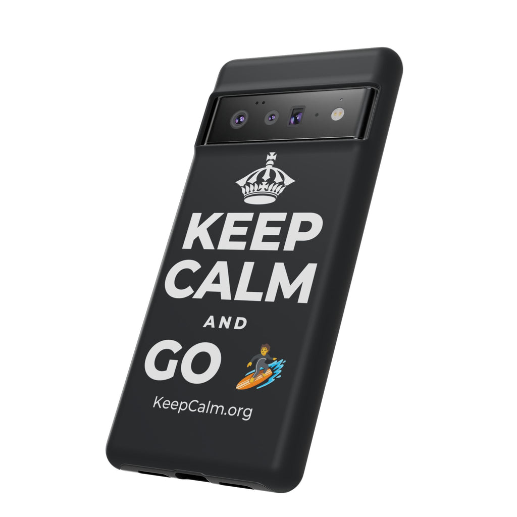 KEEP CALM AND GO 🏄 Phone Case (Dark)